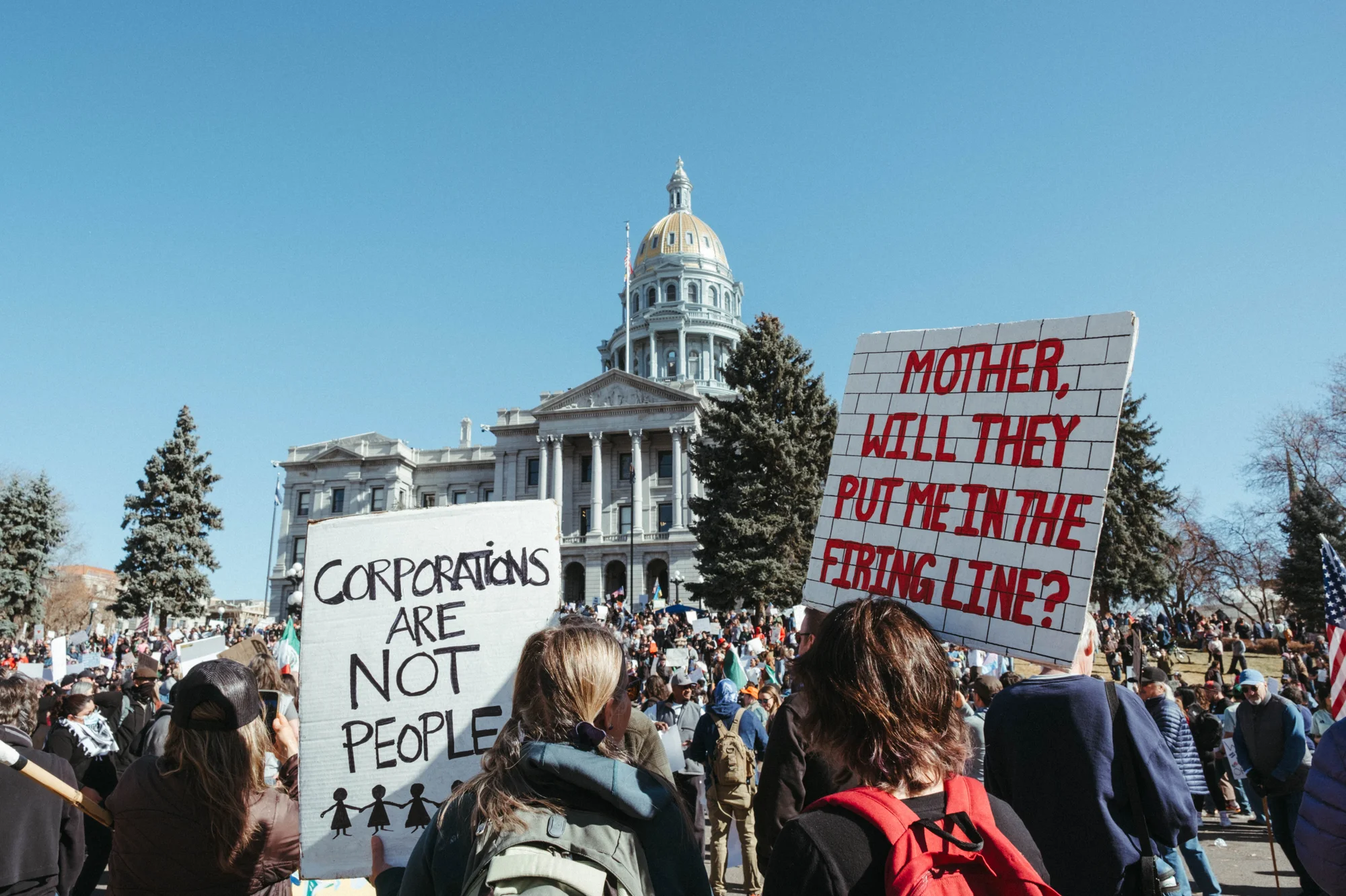 So far, the protest movement in Denver and elsewhere has been far smaller than it was in the opening days of Trump’s first term, but anti-Trump organizing in Denver is gaining momentum. Photo: Peter Vo, Rocky Mountain PBS