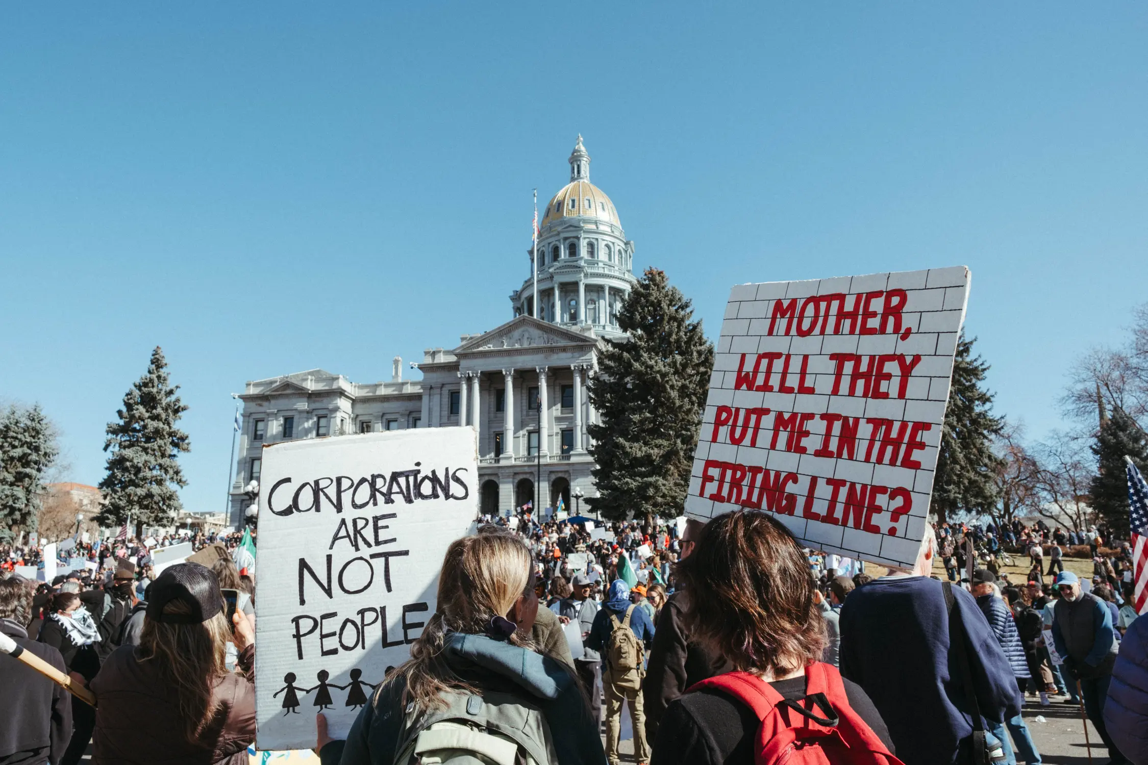 So far, the protest movement in Denver and elsewhere has been far smaller than it was in the opening days of Trump’s first term, but anti-Trump organizing in Denver is gaining momentum. Photo: Peter Vo, Rocky Mountain PBS