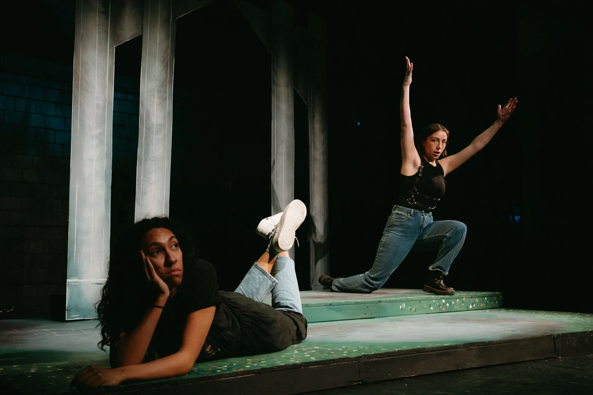 Tamarra Nelson (left) acts on stage with love interest, Annalesia Veasey (right). Photo: Peter Vo, Rocky Mountain PBS