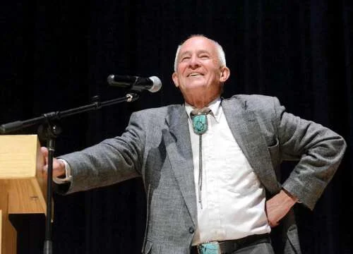 History professor Duane Smith answers questions from the audience after giving his last lecture April 24, 2014, at the Community Concert Hall at Fort Lewis College. Smith died Nov. 26 in Durango. Photo courtesy the Durango Herald