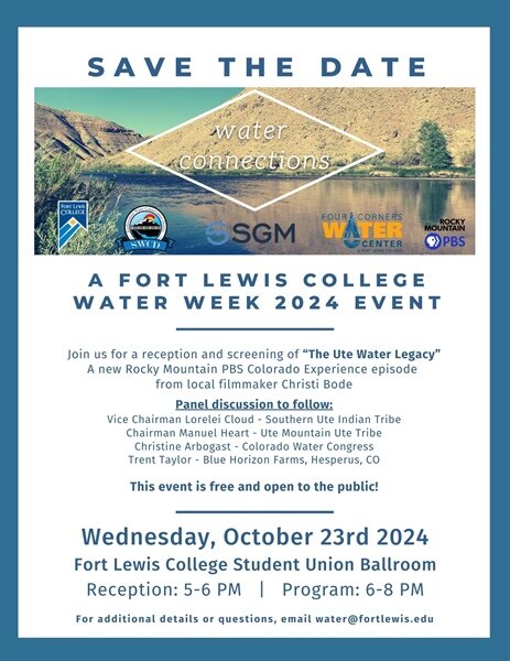 A poster for Water Connections: “The Ute Water Legacy” Film and Panel event