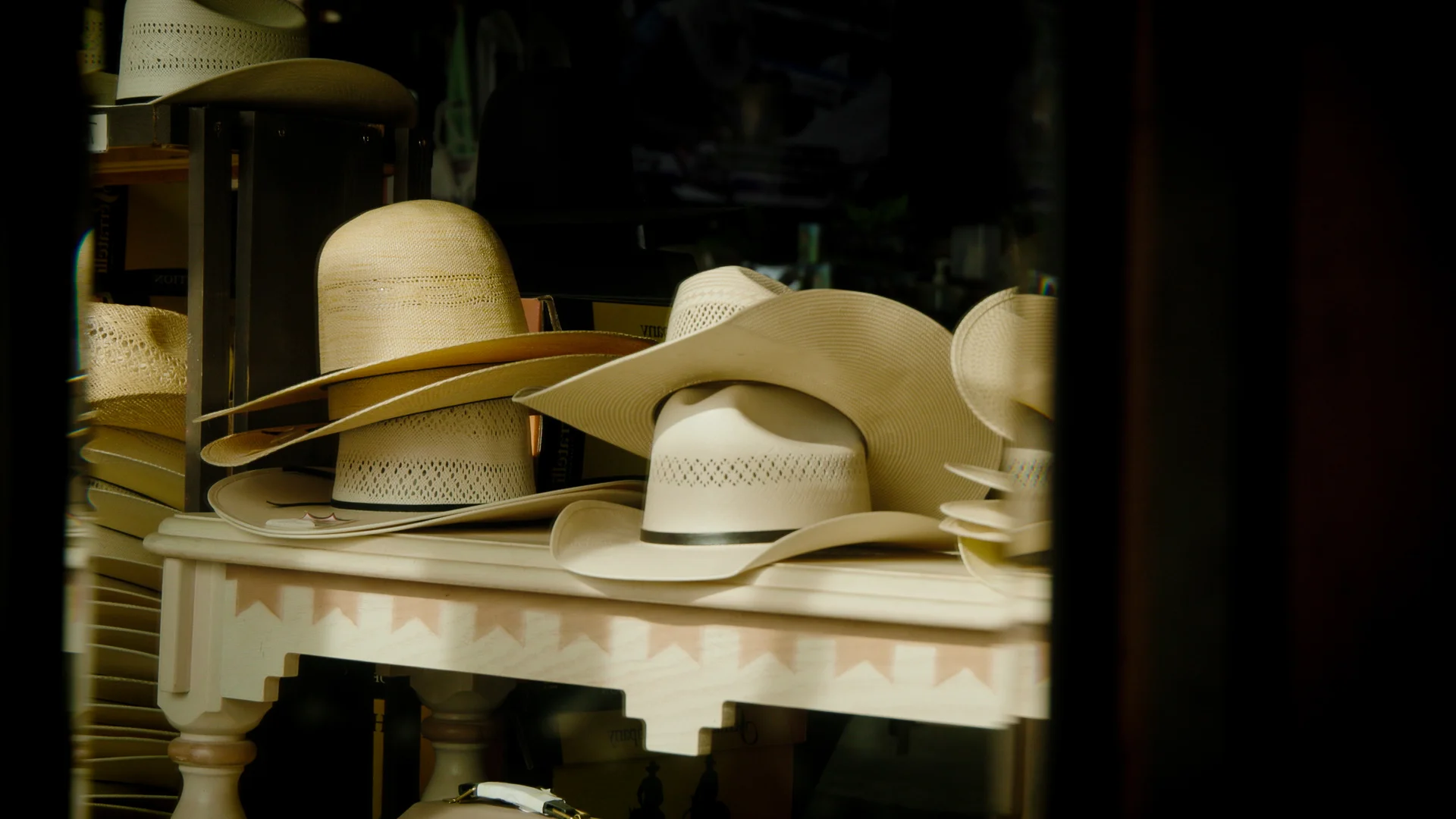 Travis Hamblen is struggling to confront steep price increases on cowboy hats produced in China and Mexico. Photo: Cormac McCrimmon, Rocky Mountain PBS