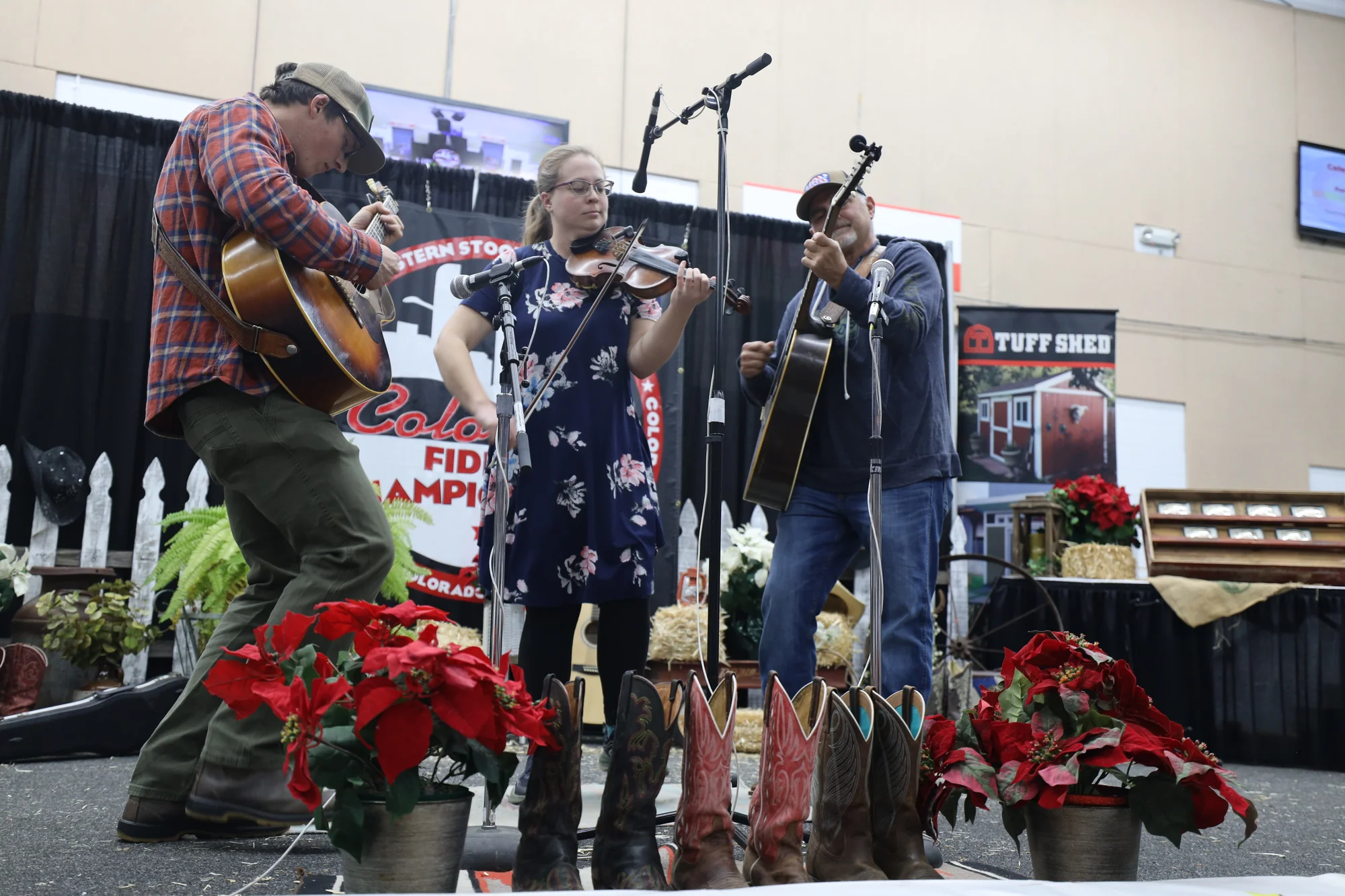 Johnson onstage during the Bob Wills division of the competition, which highlights Texas-style fiddle music. Photo: Sarah Shoen, Rocky Mountain PBS