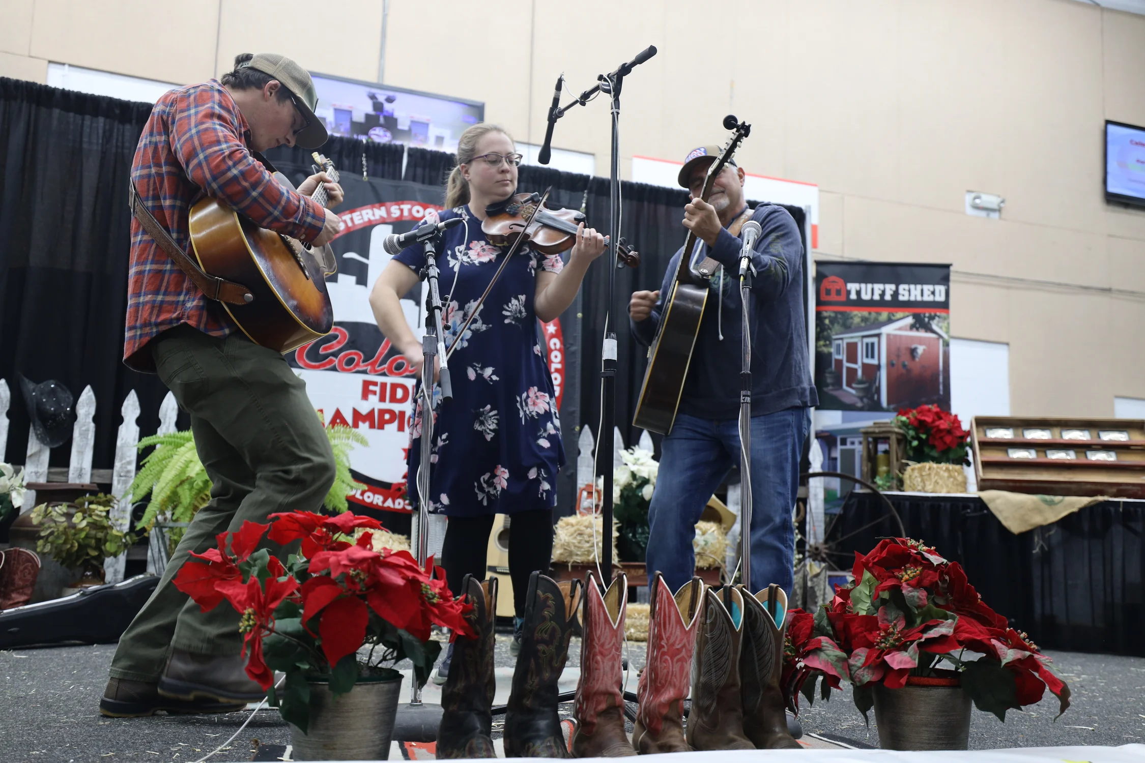 Johnson onstage during the Bob Wills division of the competition, which highlights Texas-style fiddle music. Photo: Sarah Shoen, Rocky Mountain PBS