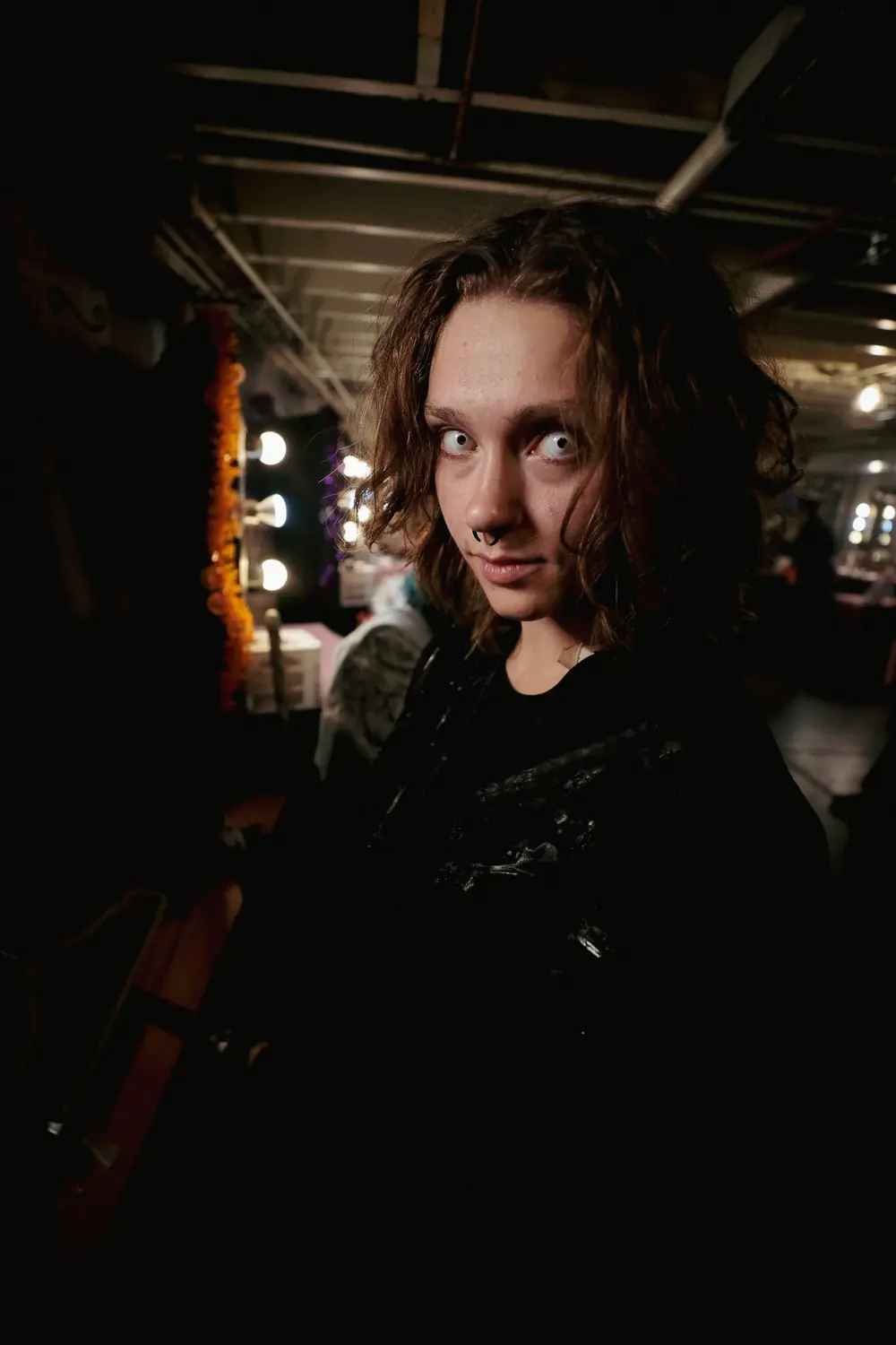 13th floor actors, Kara Hartley (left) and Raven Blackbird (right) before an October performance at the 13th Floor.