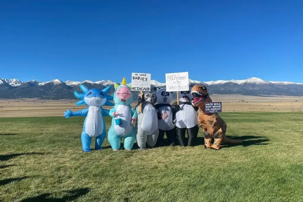 A "No Kings" protest in Westcliffe on Saturday, Oct. 18, 2025. Photo: Briana Heaney, KRCC News
