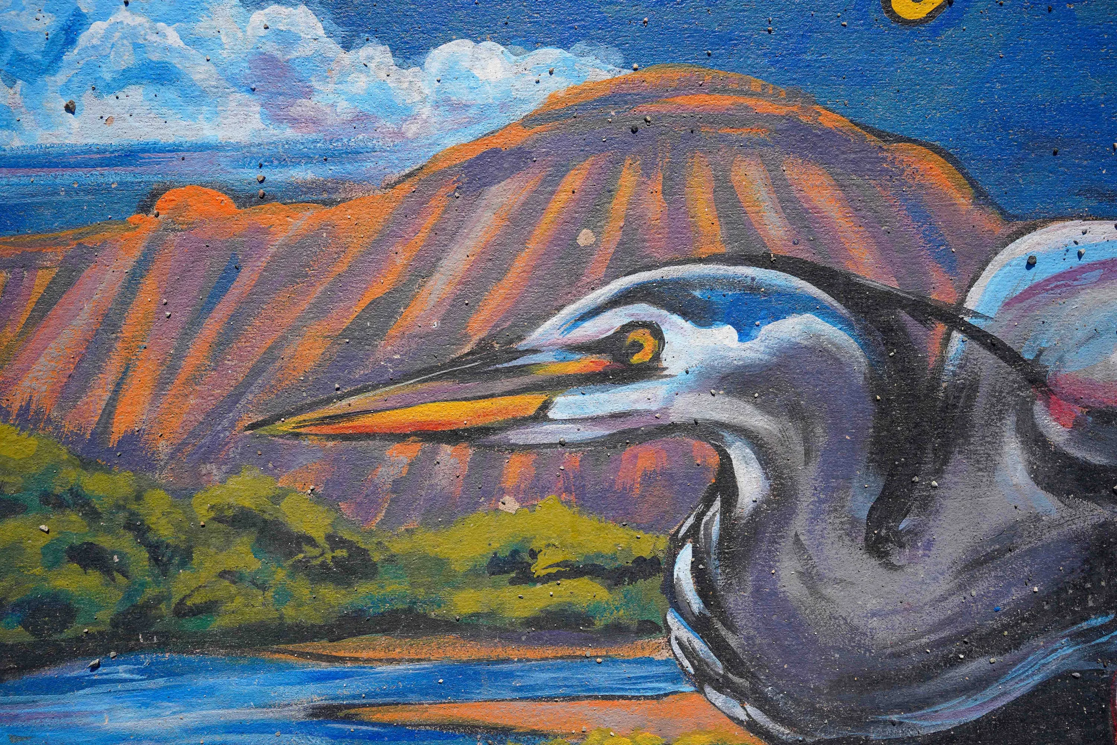 Detail of the heron in Hill’s painting. Photo: Joshua Vorse, Rocky Mountain PBS