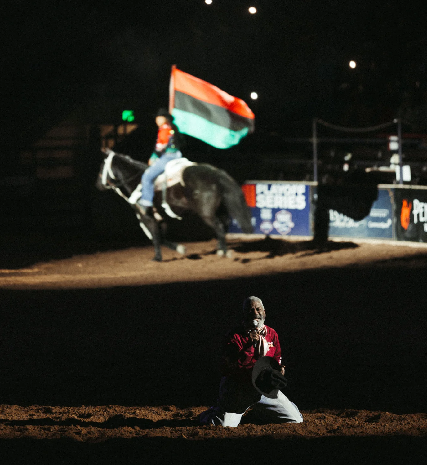 Howard Johnson performs “Lift Every Voice” at the start of the rodeo.