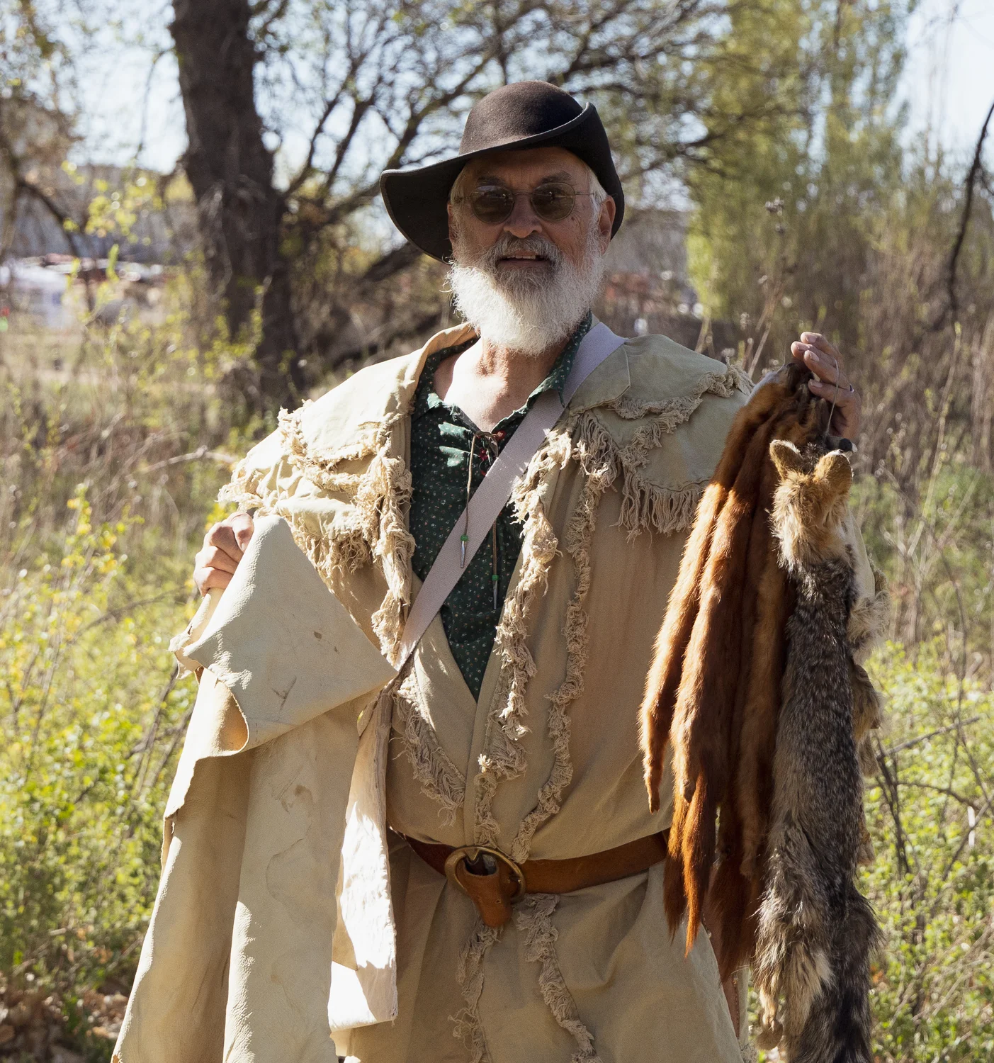  David ‘Old Dave’ Pinke poses with a collection of furs he tanned in his driveway. Pinke started reenacting colonial history as a way to teach his children history. Photos: Cormac McCrimmon, Rocky Mountain PBS