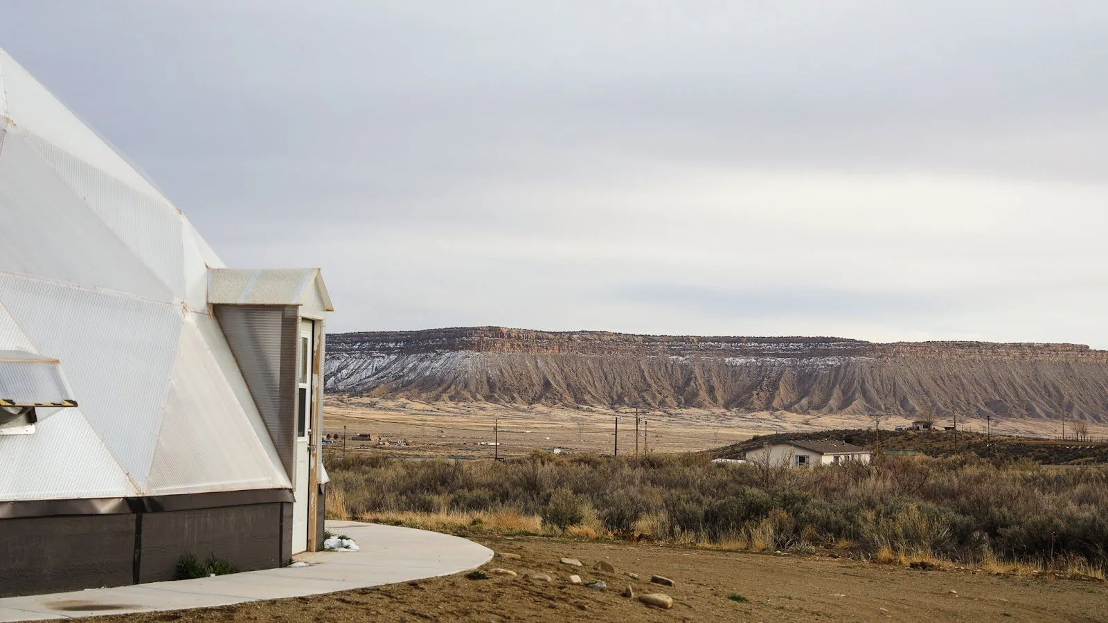 Scene from outside the grow dome facing Towaoc. Photo: Ziyi Xu, Rocky Mountain PBS