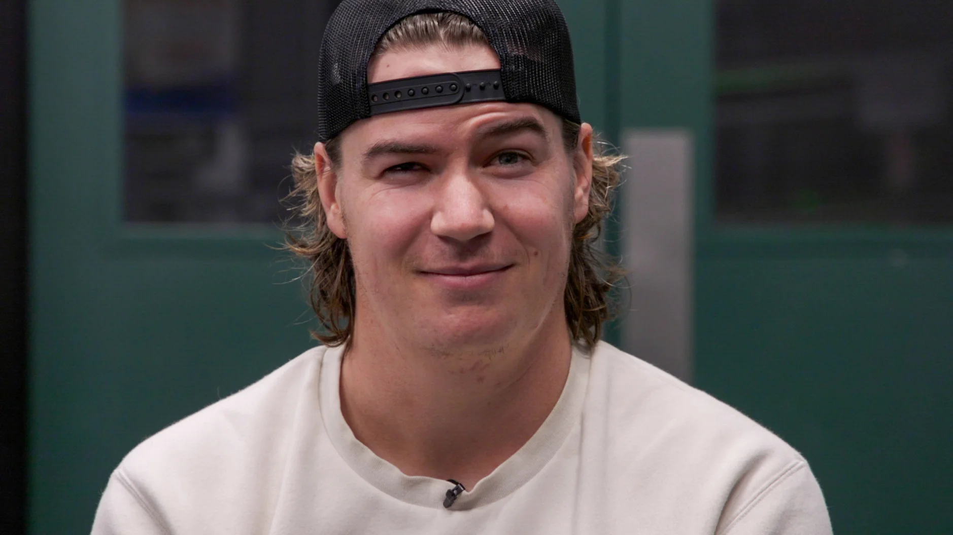 Karl Biddison poses for a photo after practicing at Stick and Puck, the free skate specifically for hockey at River City. The team calls him “Concrete Karl” for his goalie skills. They’re still workshopping the nickname. Photo: Joshua Vorse, Rocky Mountain PBS