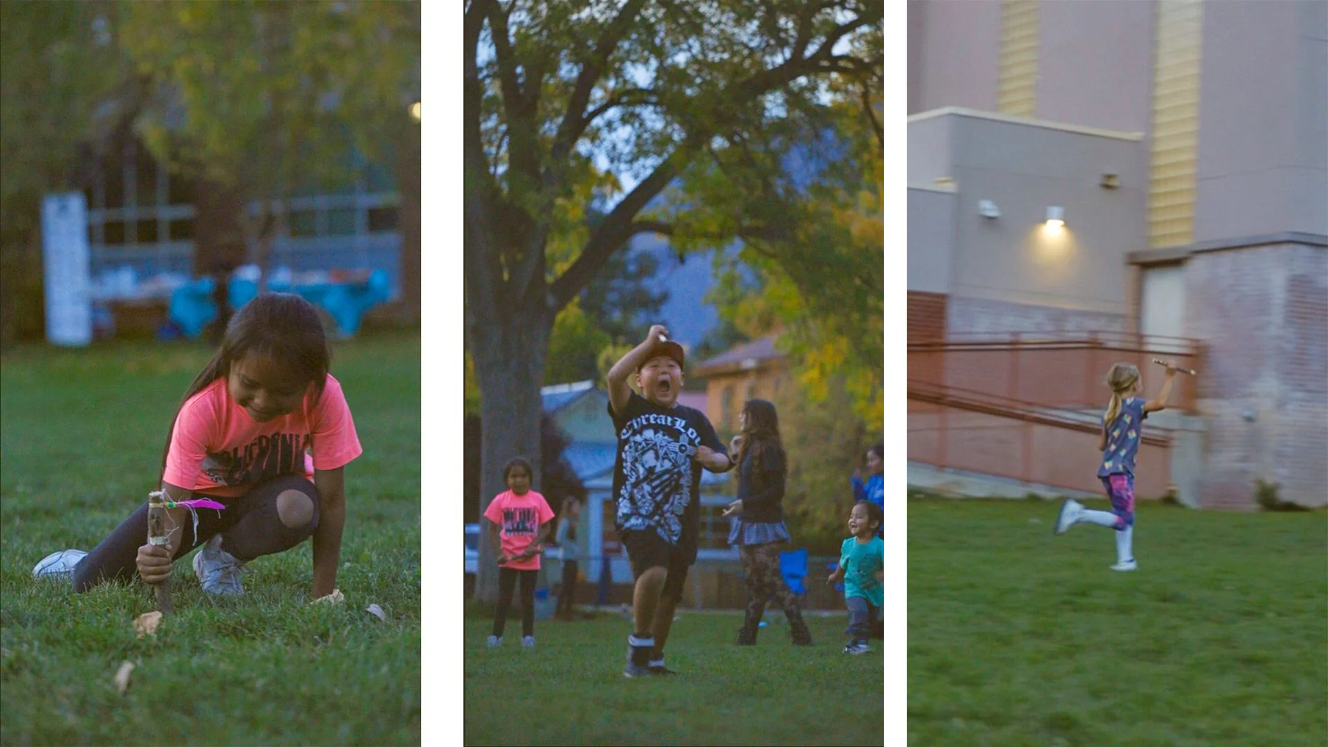 Logan (middle) and other children playing Scream and Run. Photo: Ziyi Xu, Rocky Mountain PBS