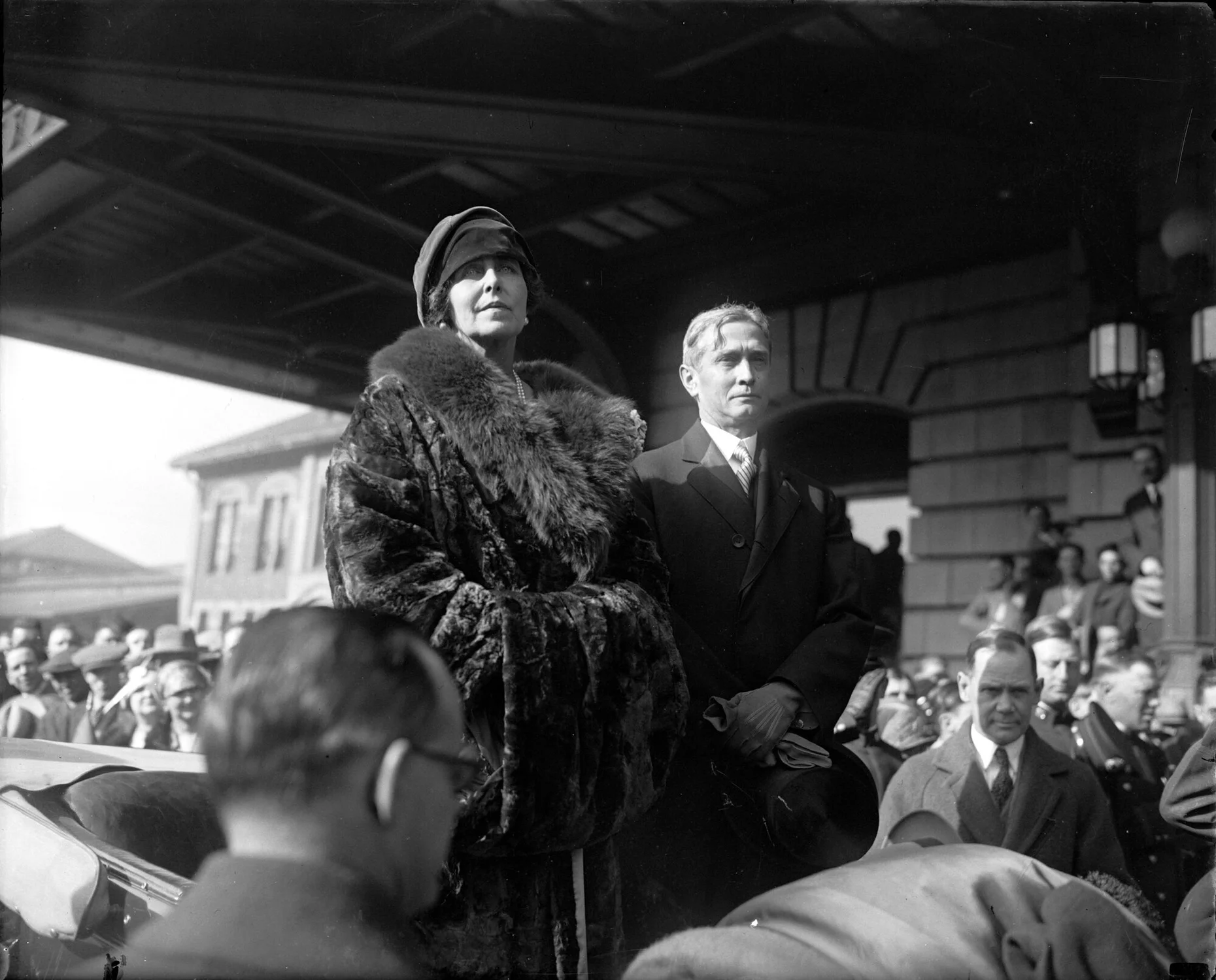 Queen Marie of Romania greets a crowd at Denver's Union Station in 1926. Photo: Harry Mellon Rhoads via the Denver Public Library