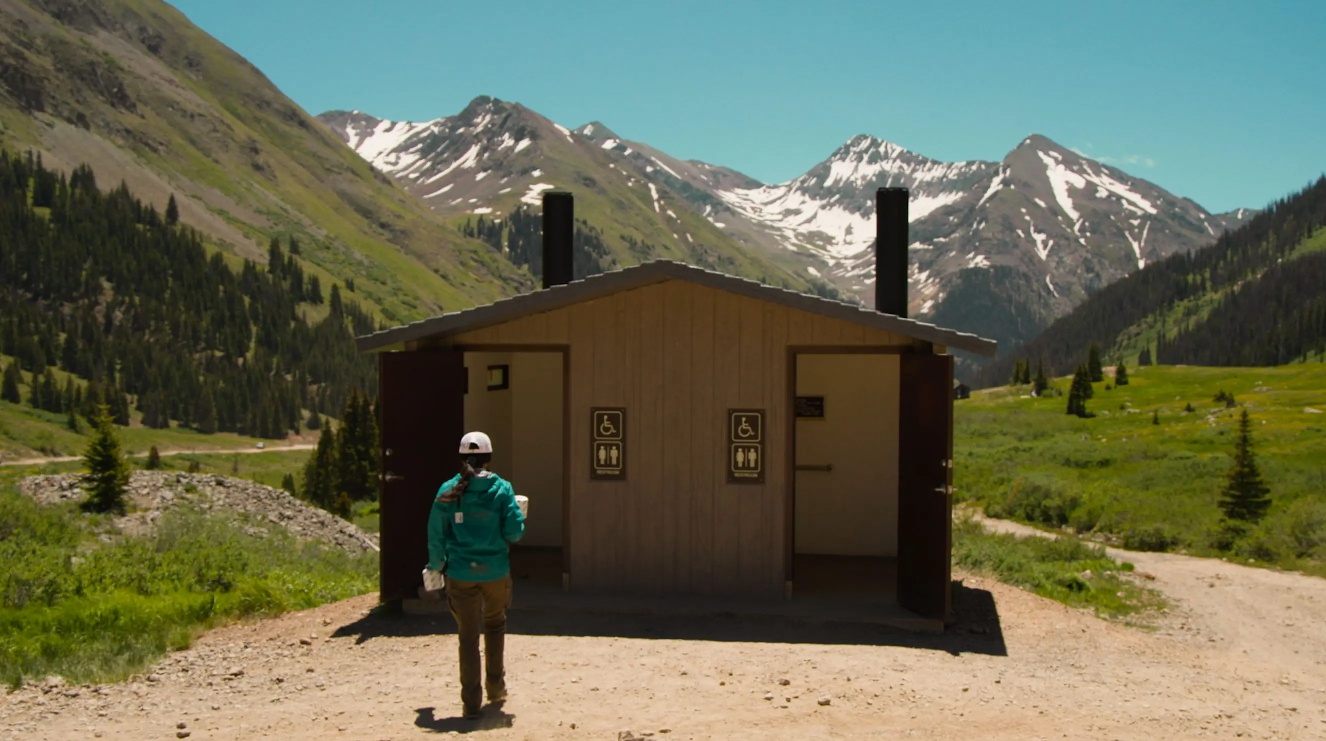 A bathroom on the Alpine Loop. Photo: Ziyi Xu, Rocky Mountain PBS
