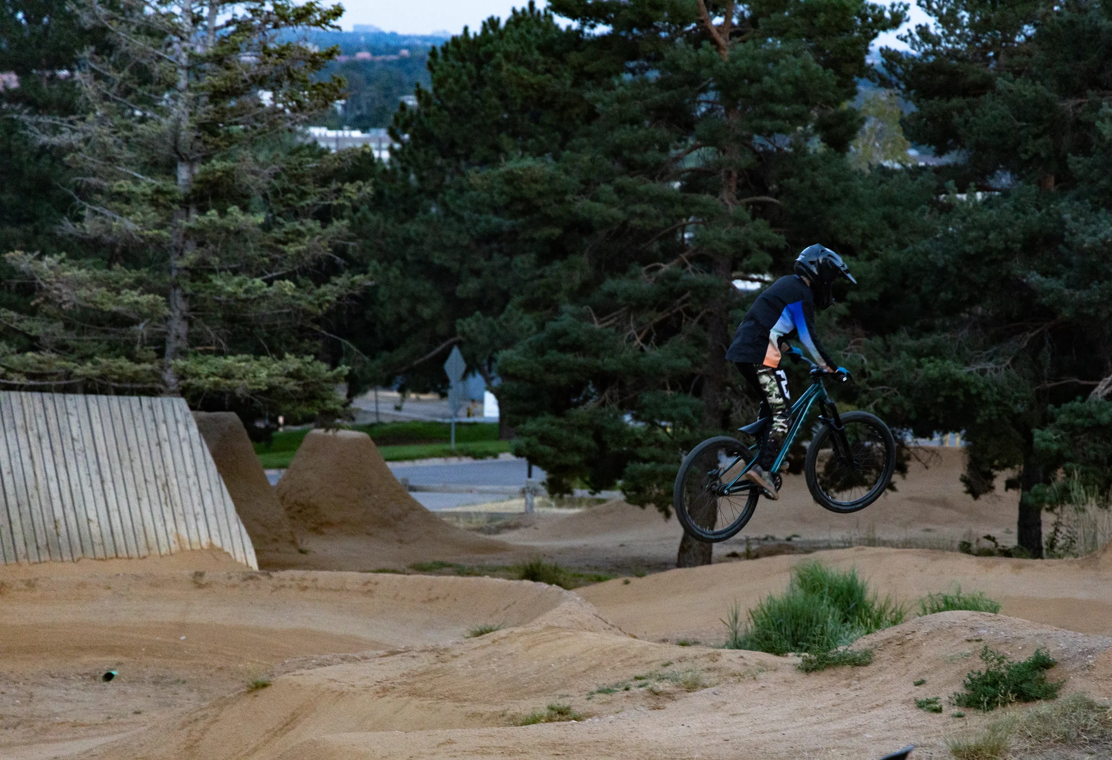 Ten-year-old Huxley Fair catches air on a jump. Photo: Carly Rose, Rocky Mountain PBS
