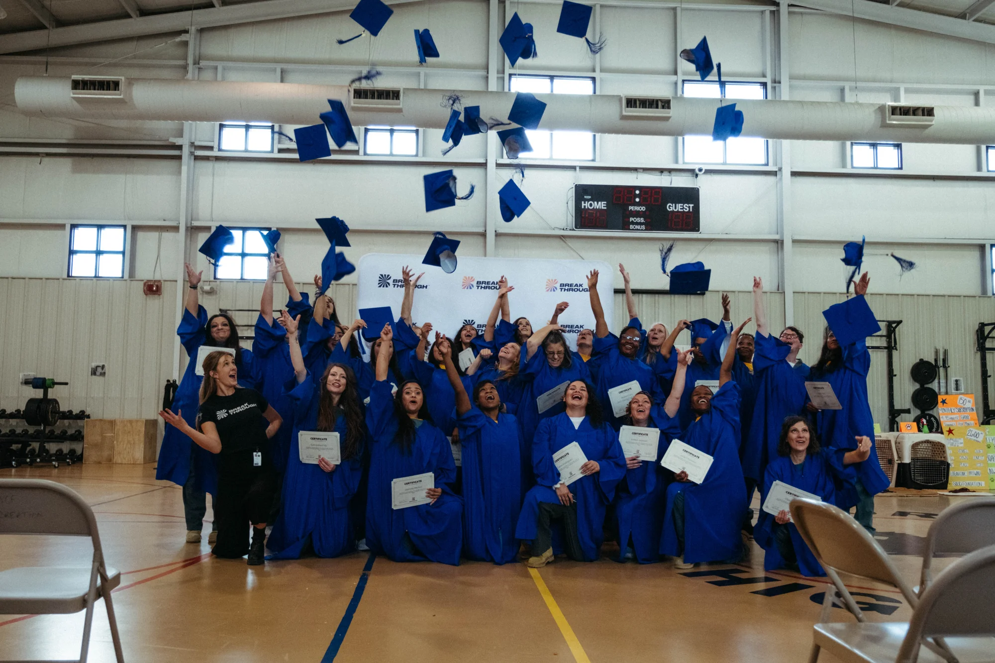 The 28 participants at La Vista Correctional Facility are the newest graduates of Breakthrough’s Challenge program. Photo: Peter Vo, Rocky Mountain PBS