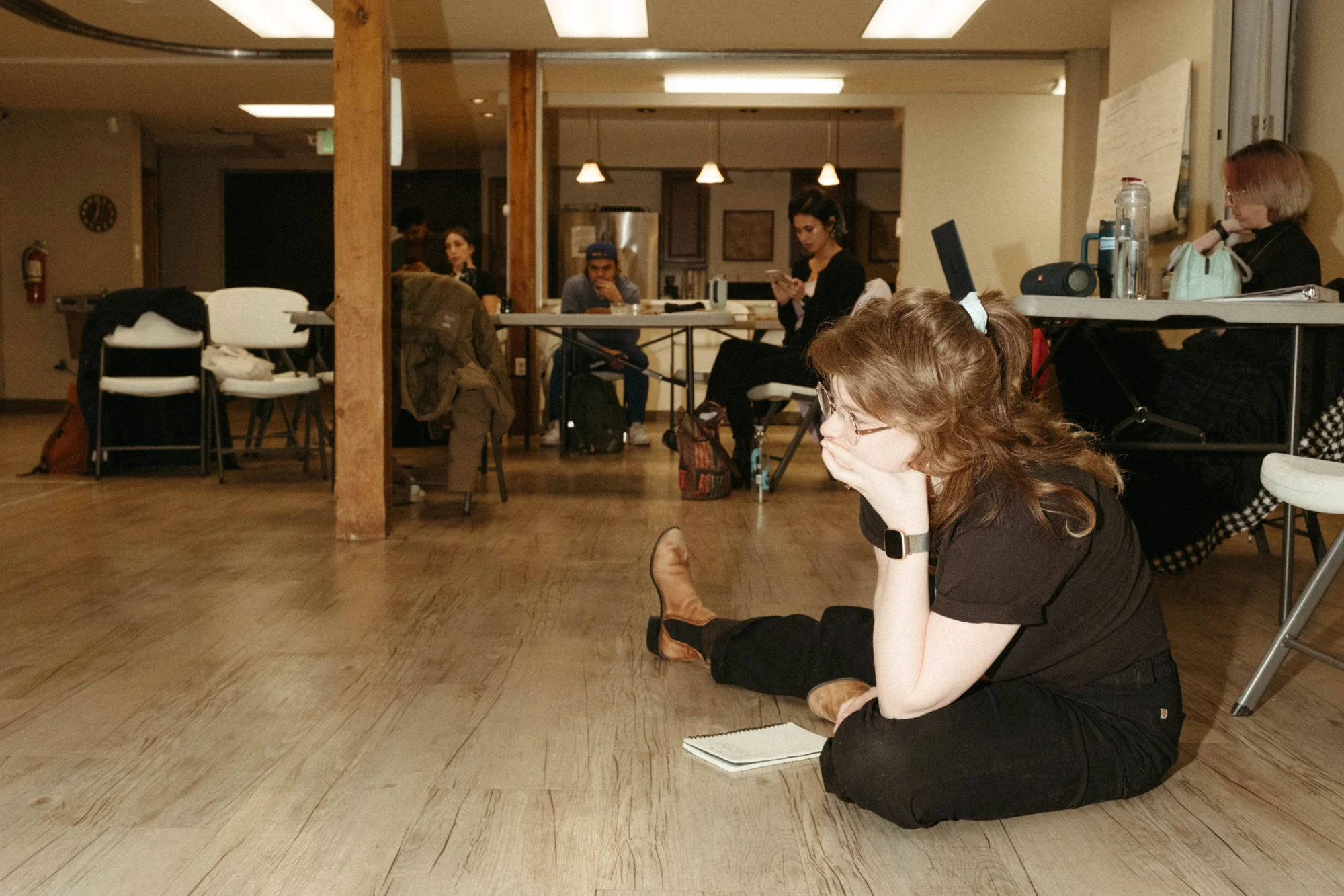 Olivia Buntaine observes a scene being rehearsed. Photo: Peter Vo, Rocky Mountain PBS