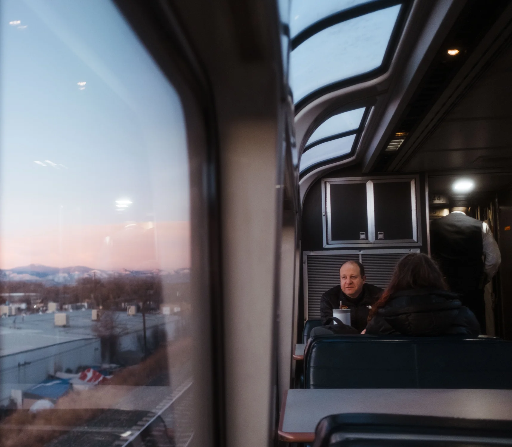 Gov. Jared Polis, pictured, rode the first Winter Park Express of the 2024 season. Photo: Peter Vo, Rocky Mountain PBS