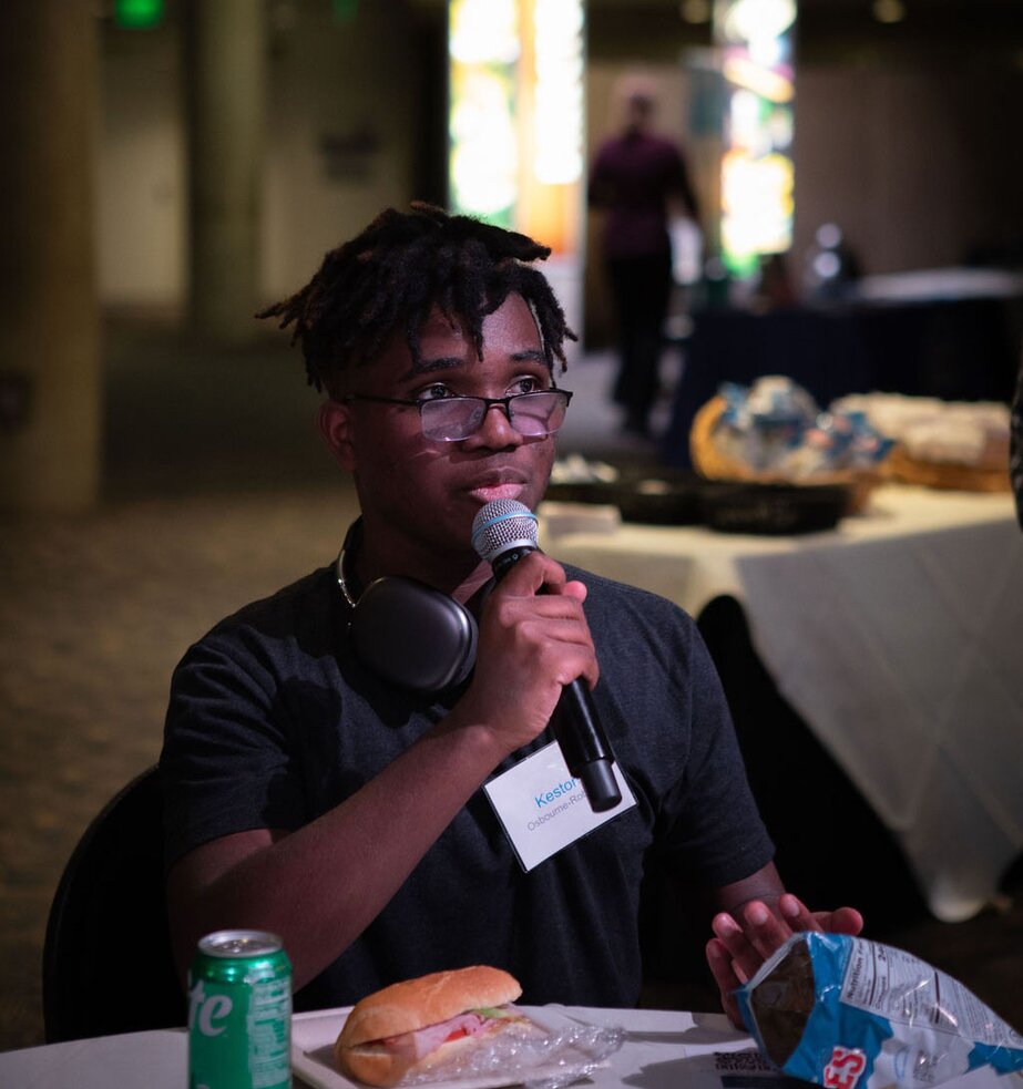 Above the Noise attendee speaking in mic