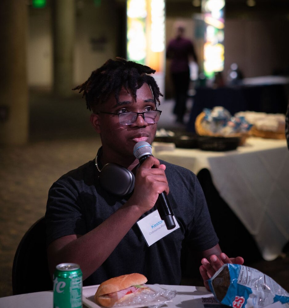 Above the Noise attendee speaking in mic