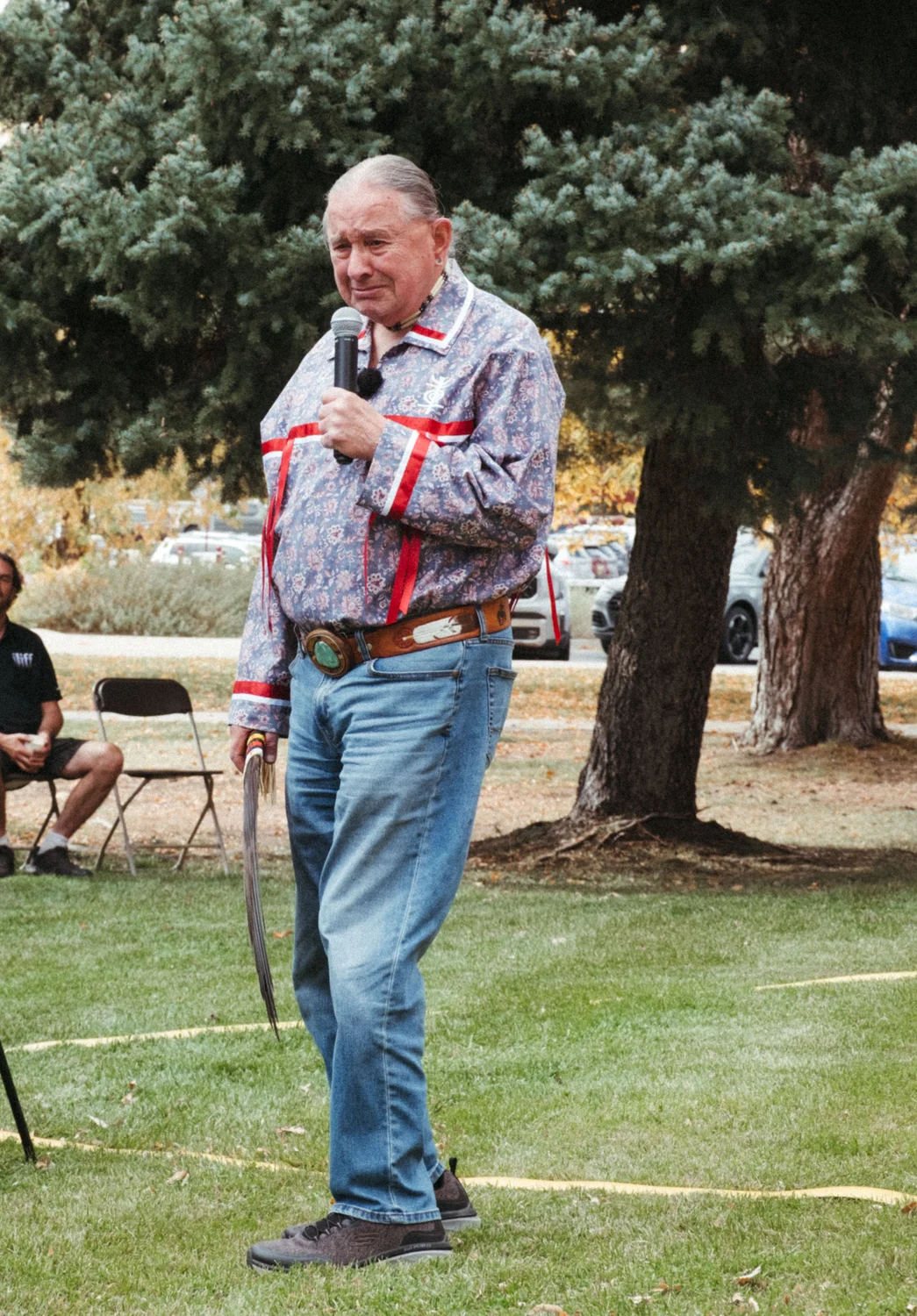 George "Tink" Tinker became emotional at the ground blessing ceremony for the new memorial at Iliff School of Theology. He is the principal researcher on the book and its history as well as an emeritus professor. Photo: Peter Vo, Rocky Mountain PBS