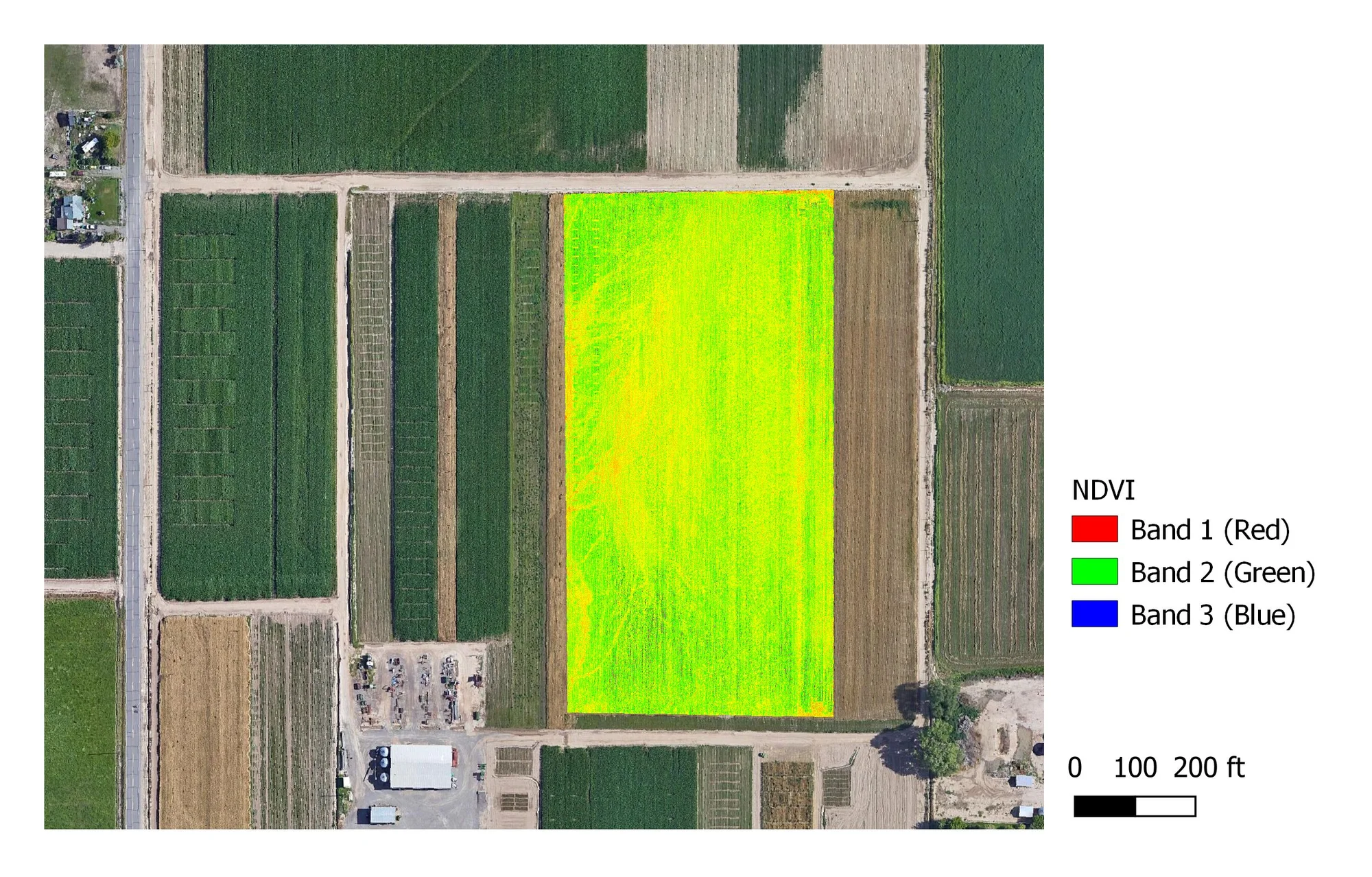 A view of the project field from the drone sensors. Photo courtesy: Perry Cabot, CSU  