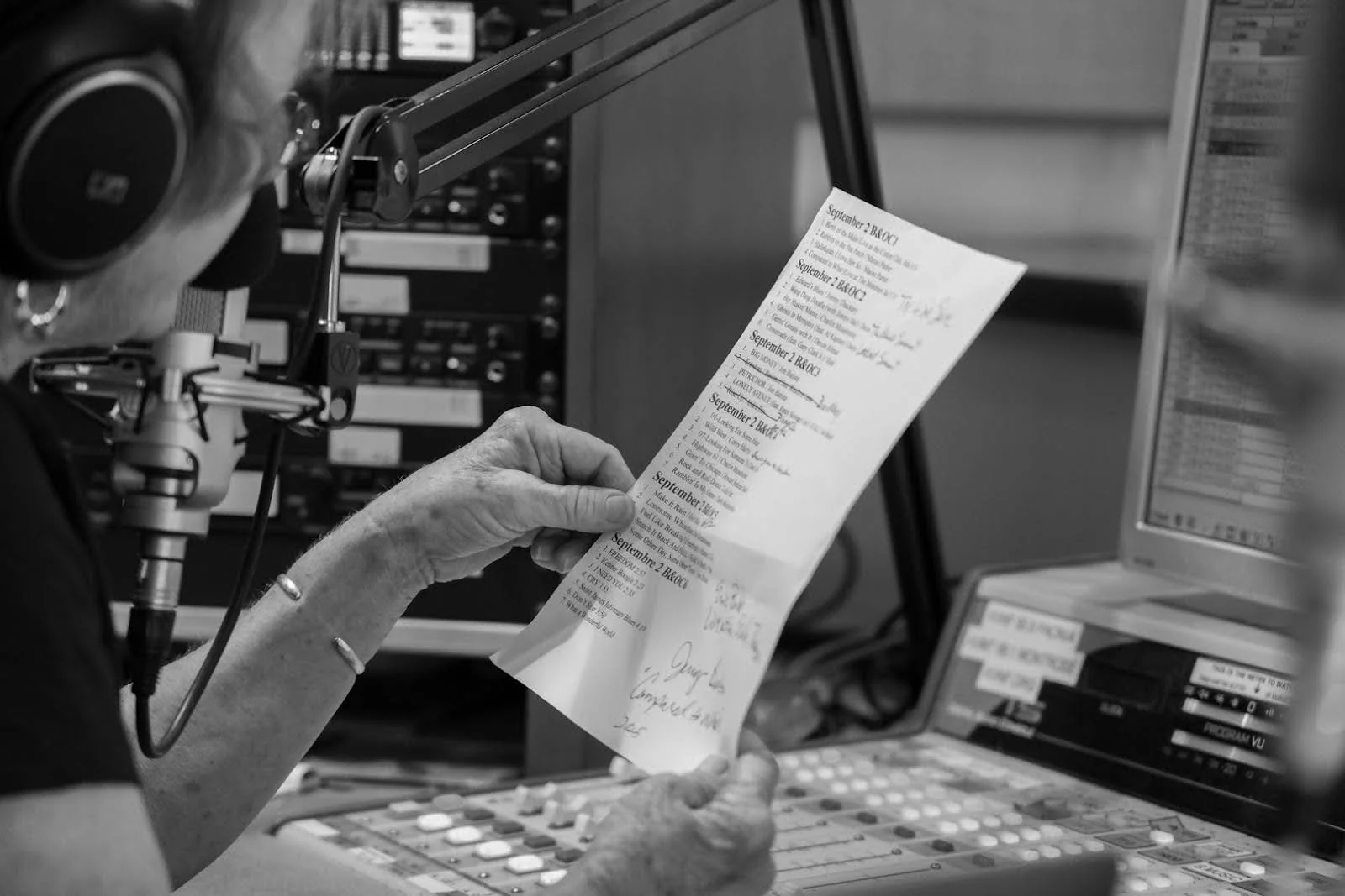 Hines recounts the last few songs that played on her show, “Blues and Other Colors,” on August 2. Photo: Joshua Vorse, Rocky Mountain PBS