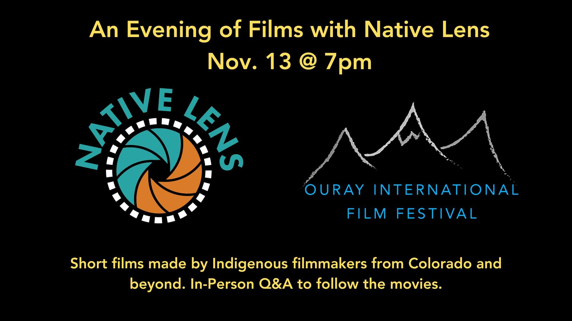 A poster for An Evening of Films with Native Lens event