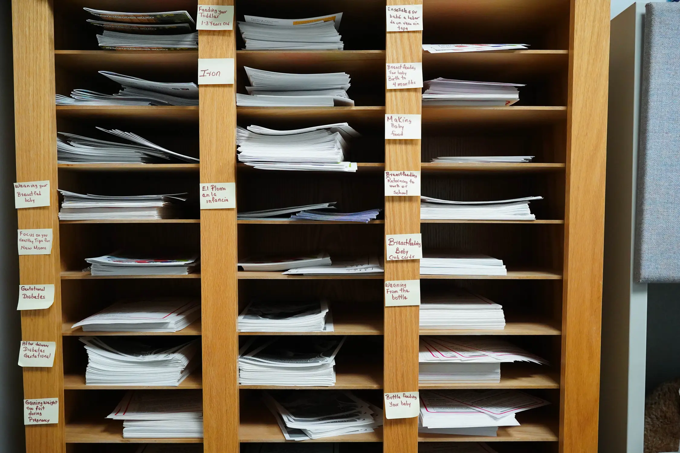 Information on breastfeeding and infant nutrition in English and Spanish at the health department. Photo: Joshua Vorse, Rocky Mountain PBS