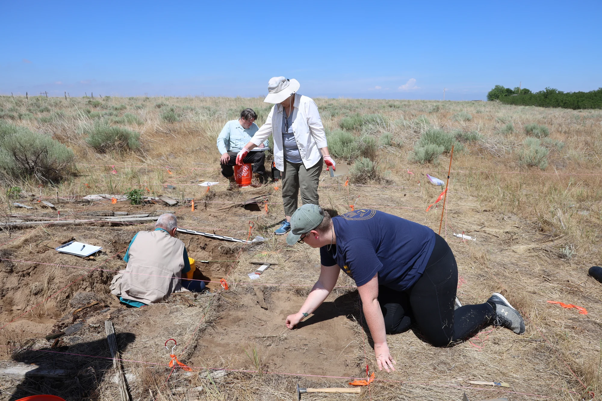 Using newer technology, the crew plots out sections to dig for artifacts at Dearfield.