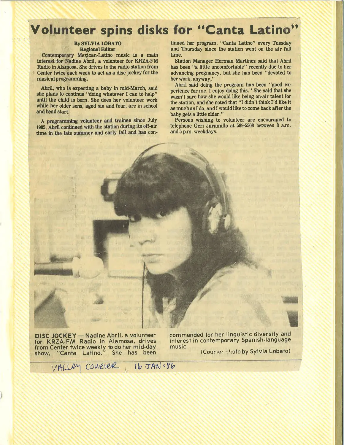 A 1986 write-up about KRZA in the Valley Courier. Photo courtesy Gerald Rodriguez