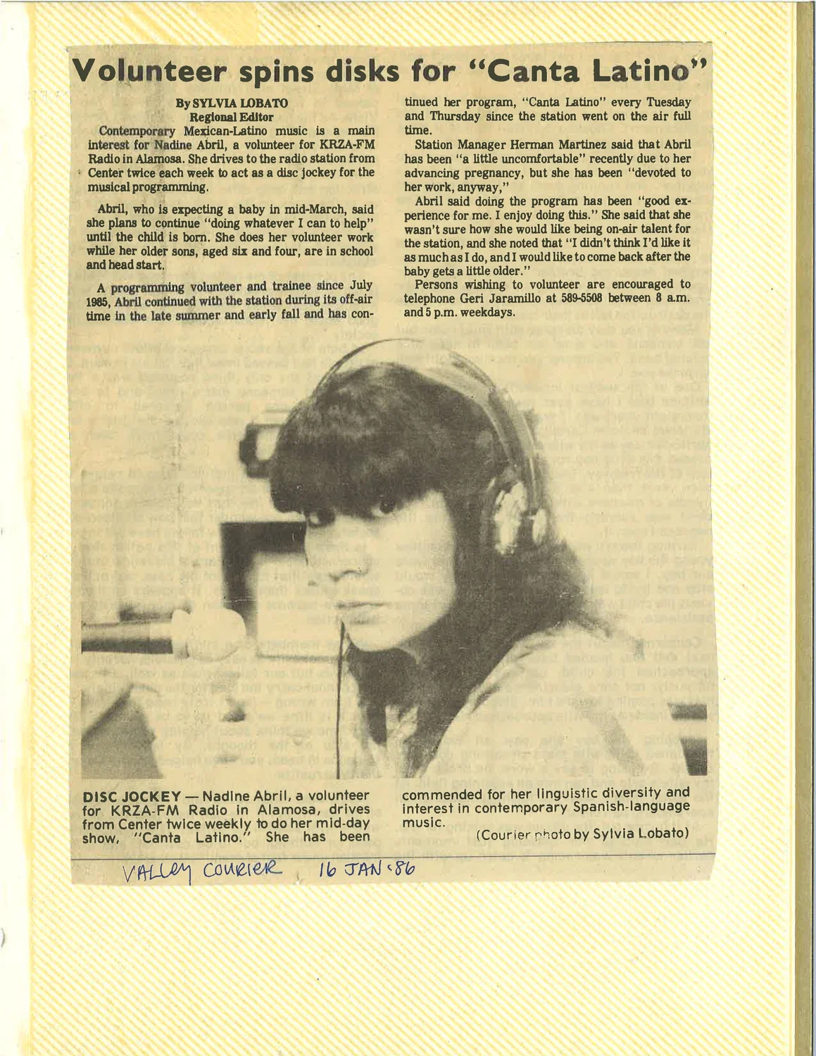 A 1986 write-up about KRZA in the Valley Courier. Photo courtesy Gerald Rodriguez