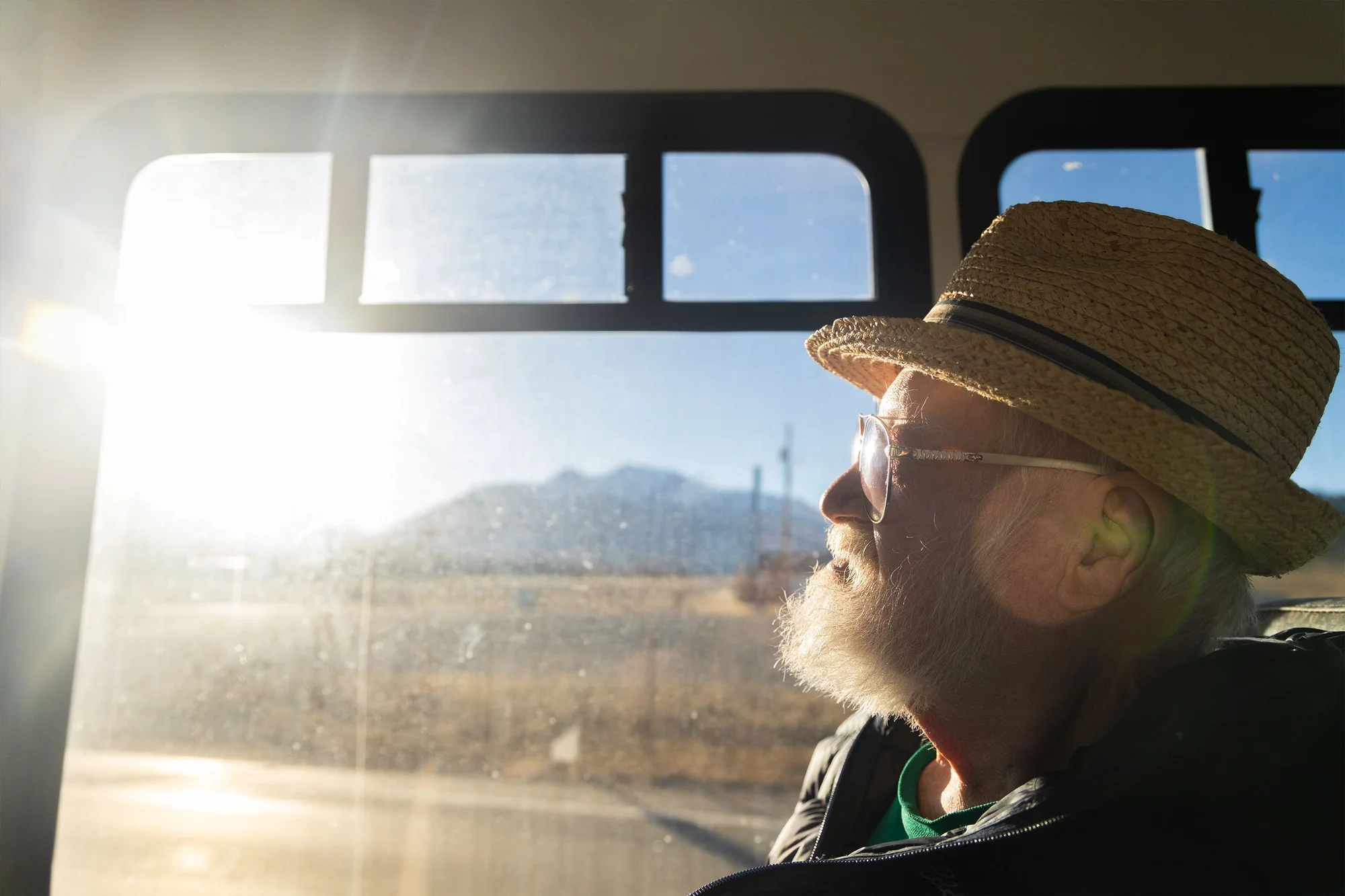 Meier often rides the shuttle purely for enjoyment and as a means of getting out of the house to enjoy the surrounding views. Photo: Chase McCleary, Rocky Mountain PBS