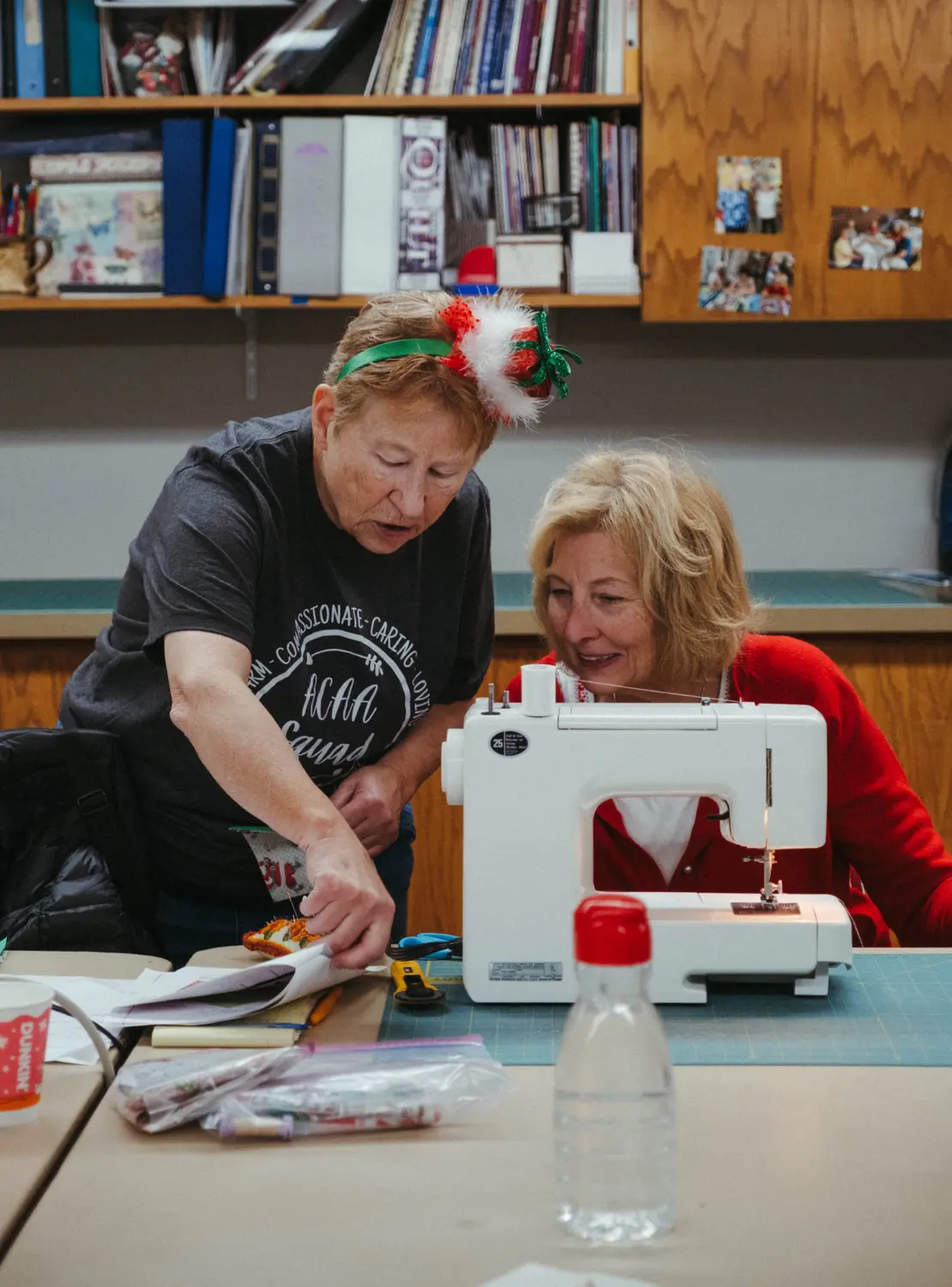 Quilt Bee member Diane Henderson explains a pattern during quilt class at the Aurora Center for Active Adults. Photo: Peter Vo, Rocky Mountain PBS