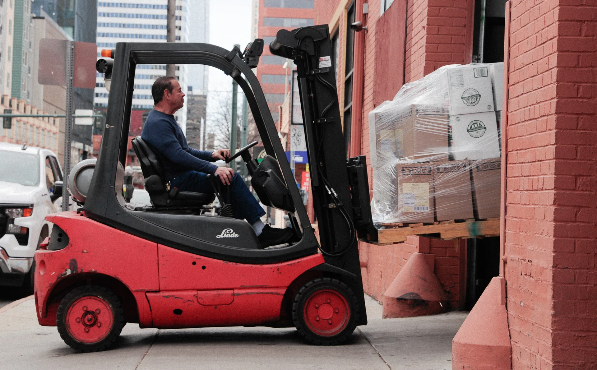 At Denver’s La Popular, owner Daniel Delatorre accepts a delivery of lard. Photo: Cormac McCrimmon, Rocky Mountain PBS