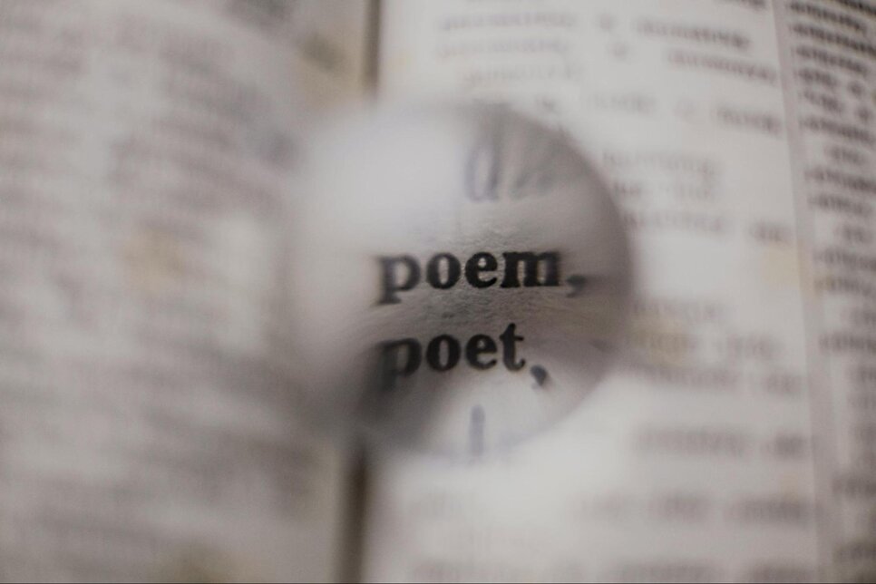 poem, poet text in a book