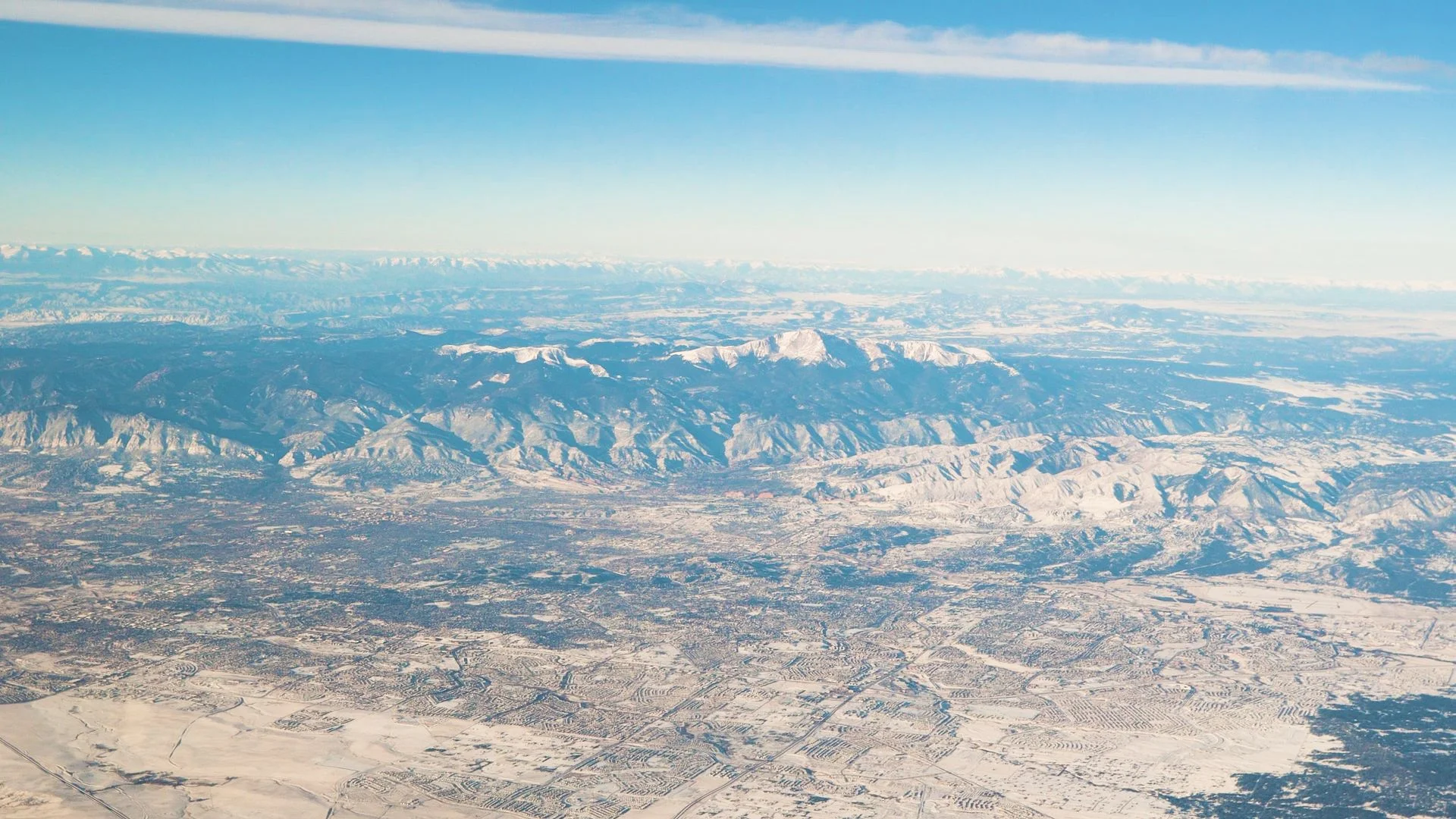 A bird's-eye view of Pikes Peak visible from Frankum’s commute. Photo: Chase McCleary, Rocky Mountain PBS