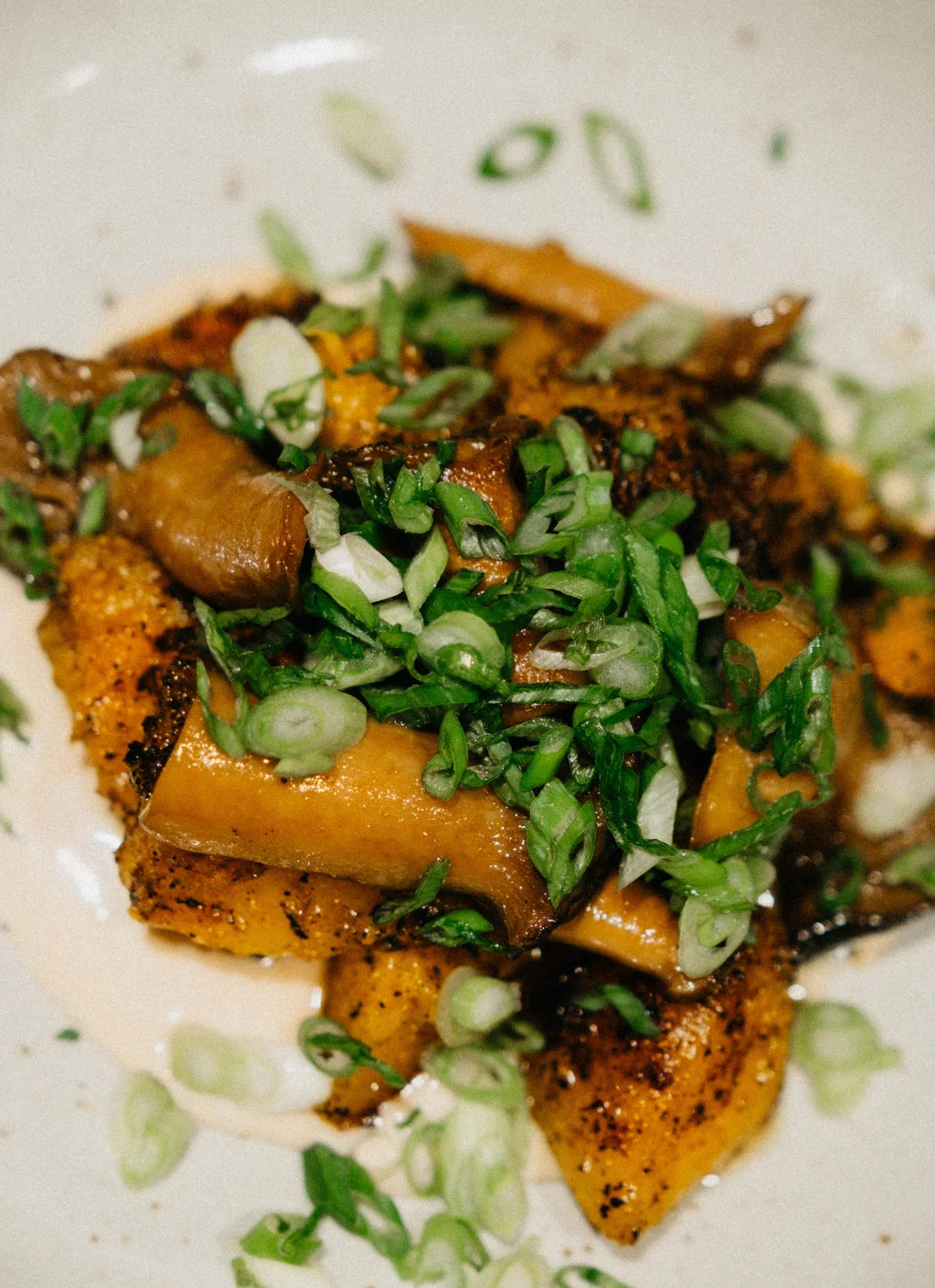 Koginut, brown butter miso, marinated king oyster, cider crema and scallion served at Potager. Photo: Peter Vo, Rocky Mountain PBS