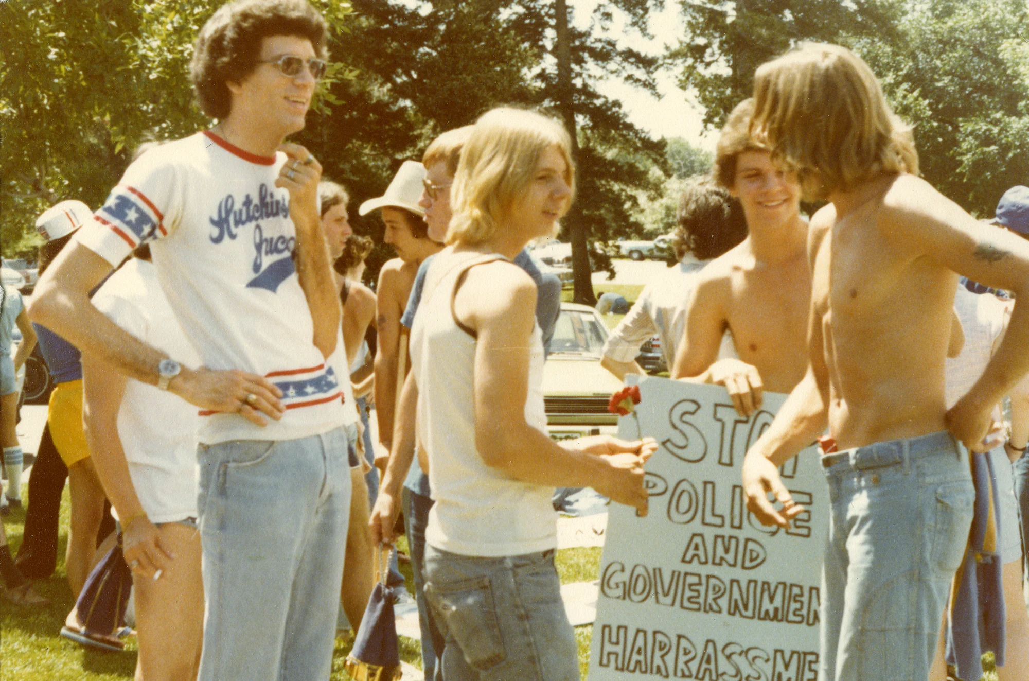 Organizers at a Denver PrideFest in the 1980's protest police harassment and government inaction on AIDS. Photo courtesy History Colorado