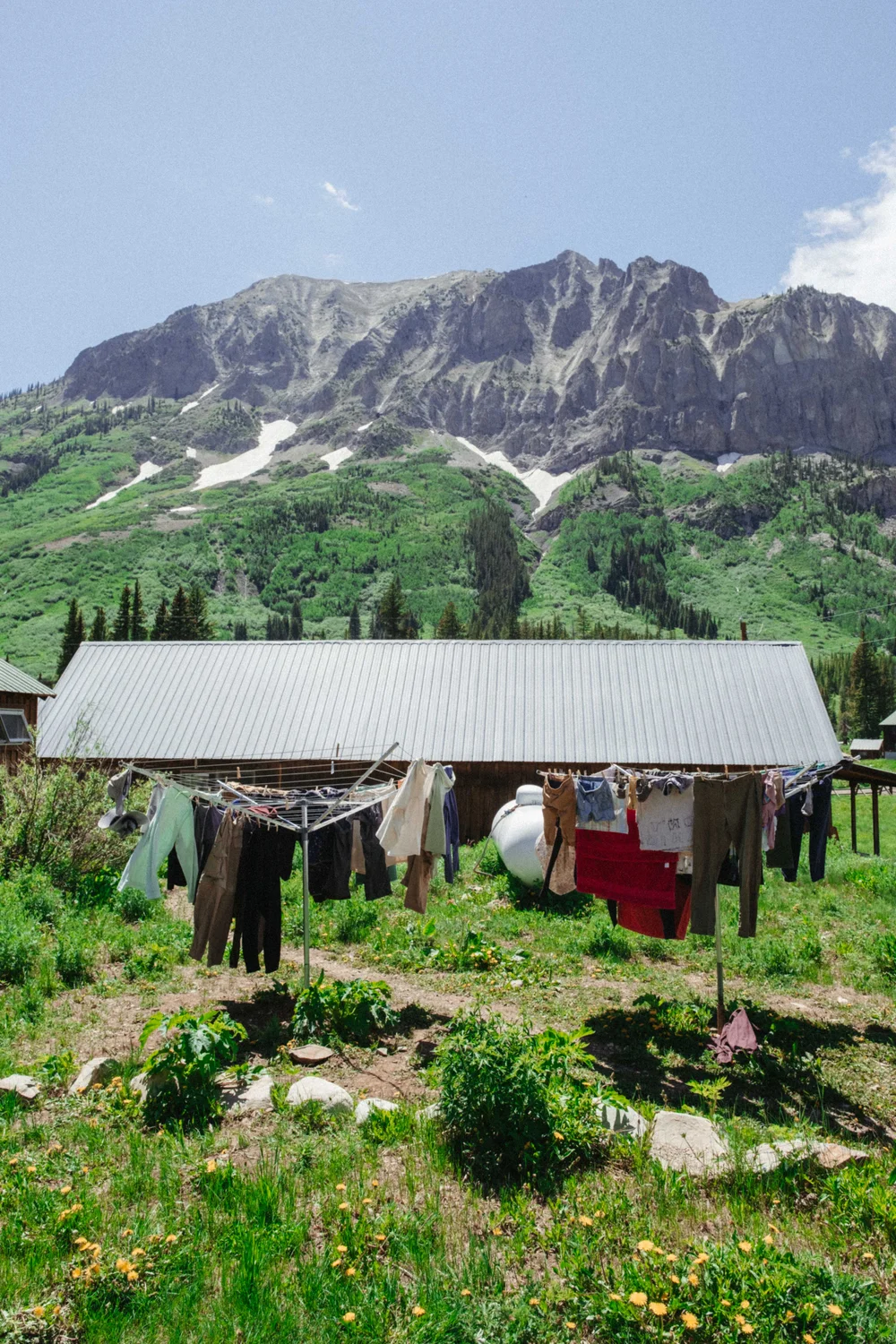 Researchers and their families live here in the summer. Many dry their laundry outside.