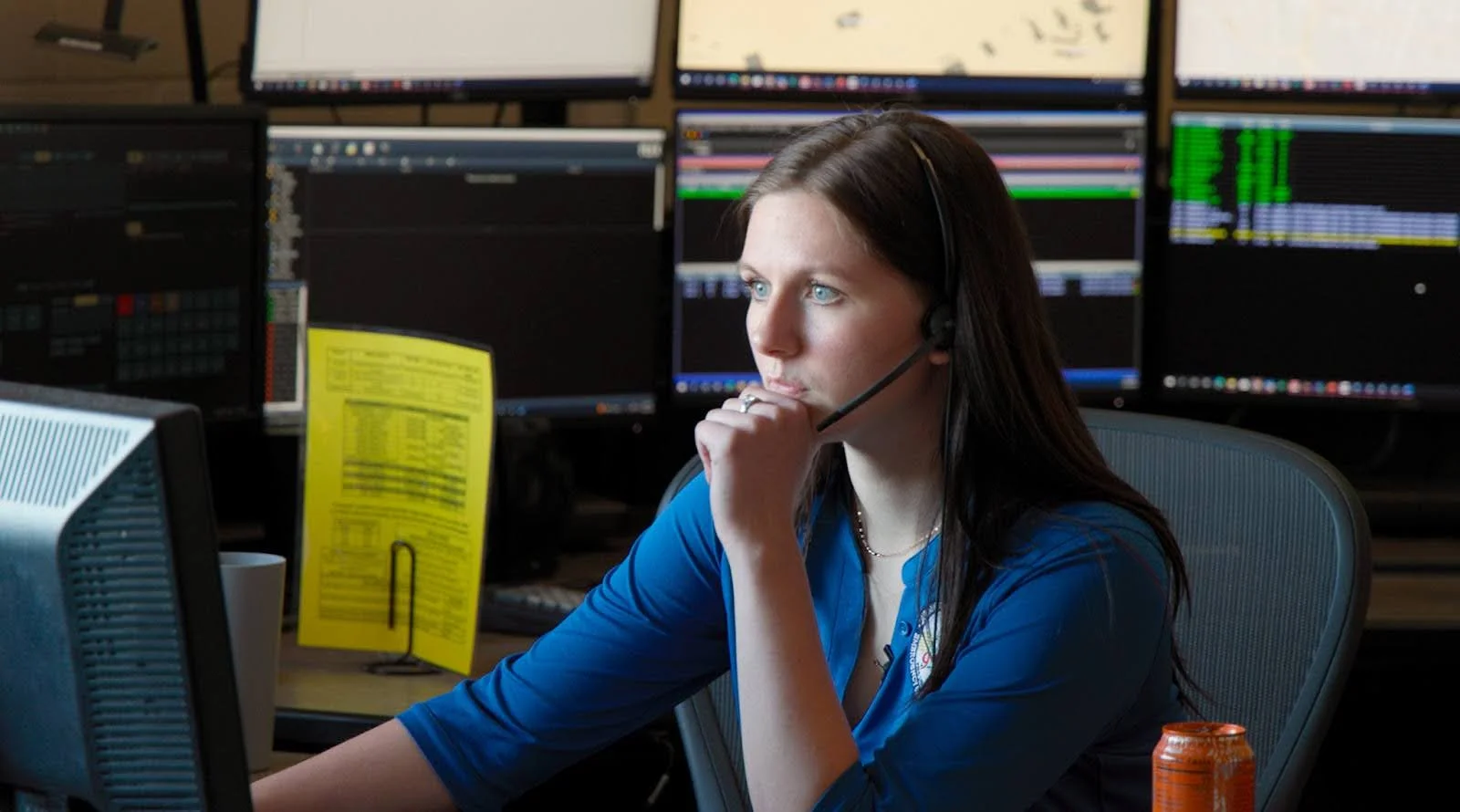 Xaxia Hahn at the Durango Emergency Communications Center. Photo: Ziyi Xu, Rocky Mountain PBS