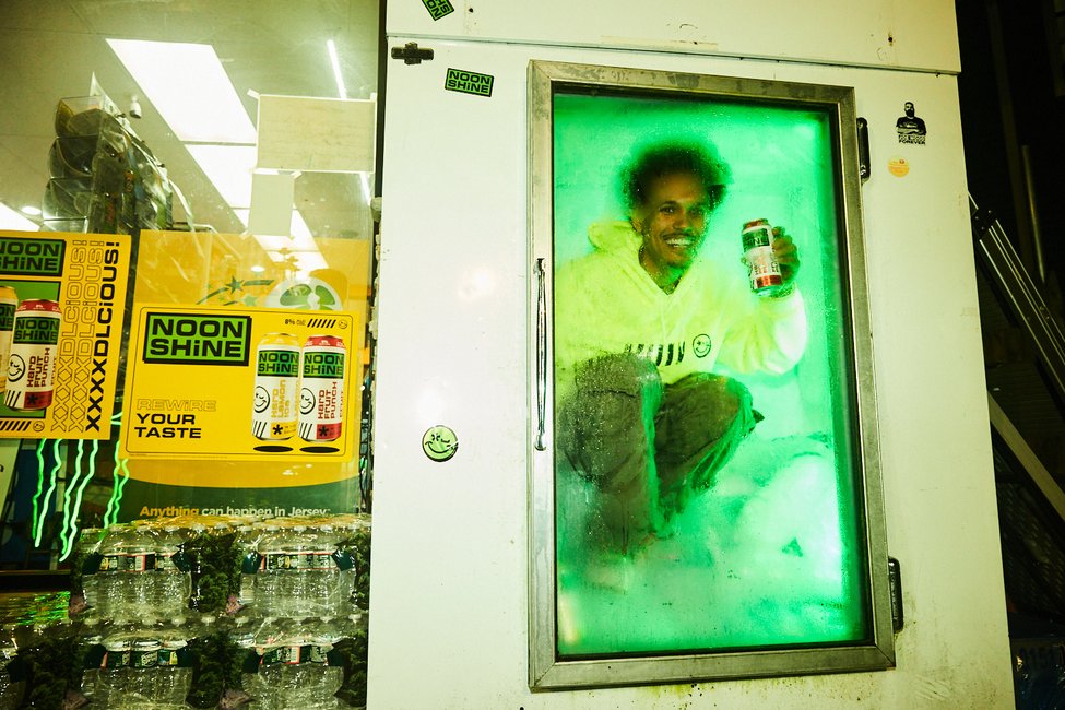 Man inside ice chest outside of convenience store