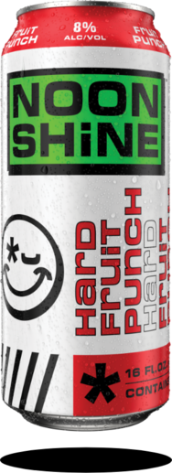 Noonshine Hard Fruit Punch tall can with red, white, and black design