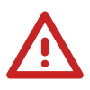 Red triangle warning icon with exclamation mark on white background