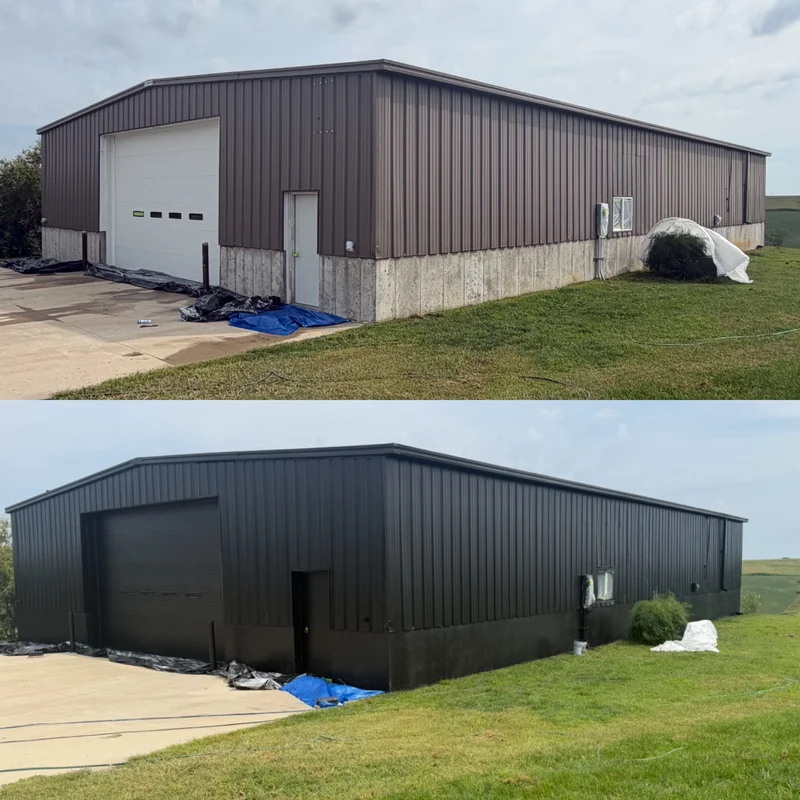 Barn before and after exterior restoration