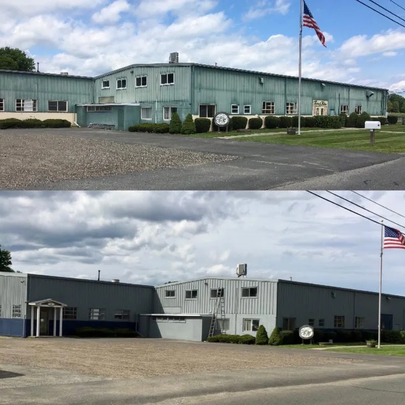 Commercial building before and after exterior restoration