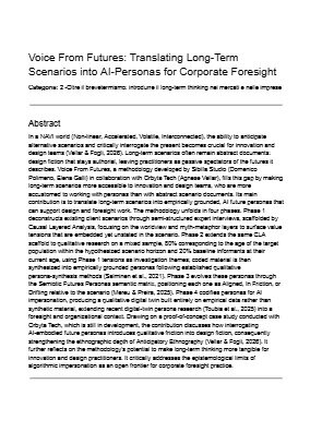Project Result Preview - Voice From Futures: Translating Long-Term Scenarios into AI-Personas for Corporate Foresight