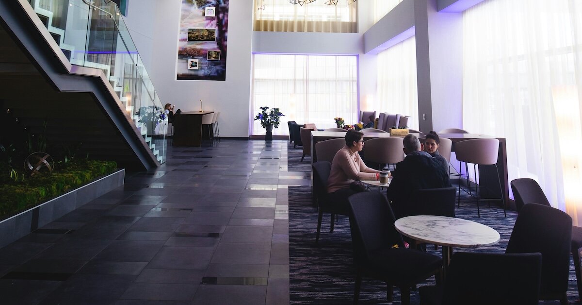 Inside common area of a triple net lease office building