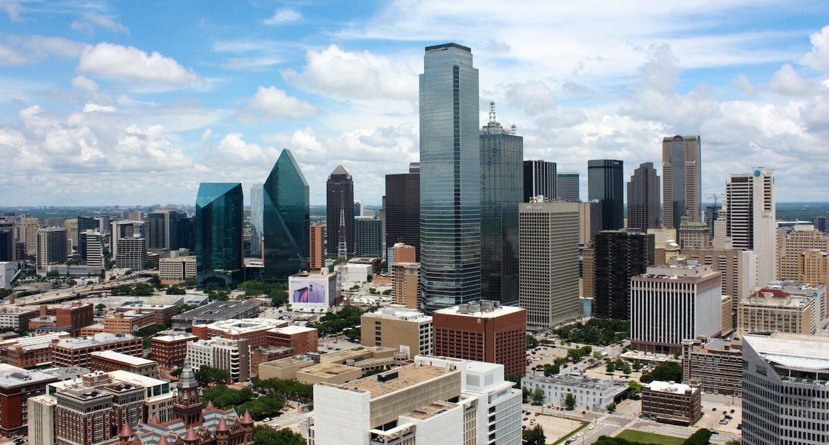 Another angle of Dallas' downtown skyline during the day