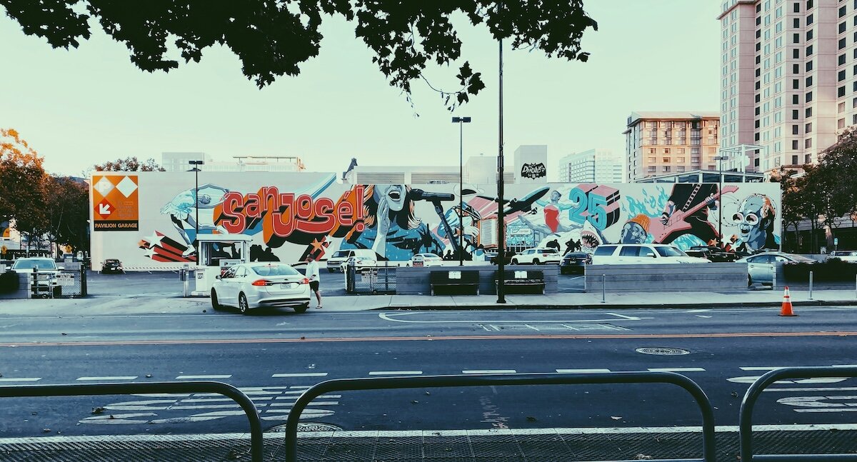 Graffiti of the phrase San Jose in the city's downtown region